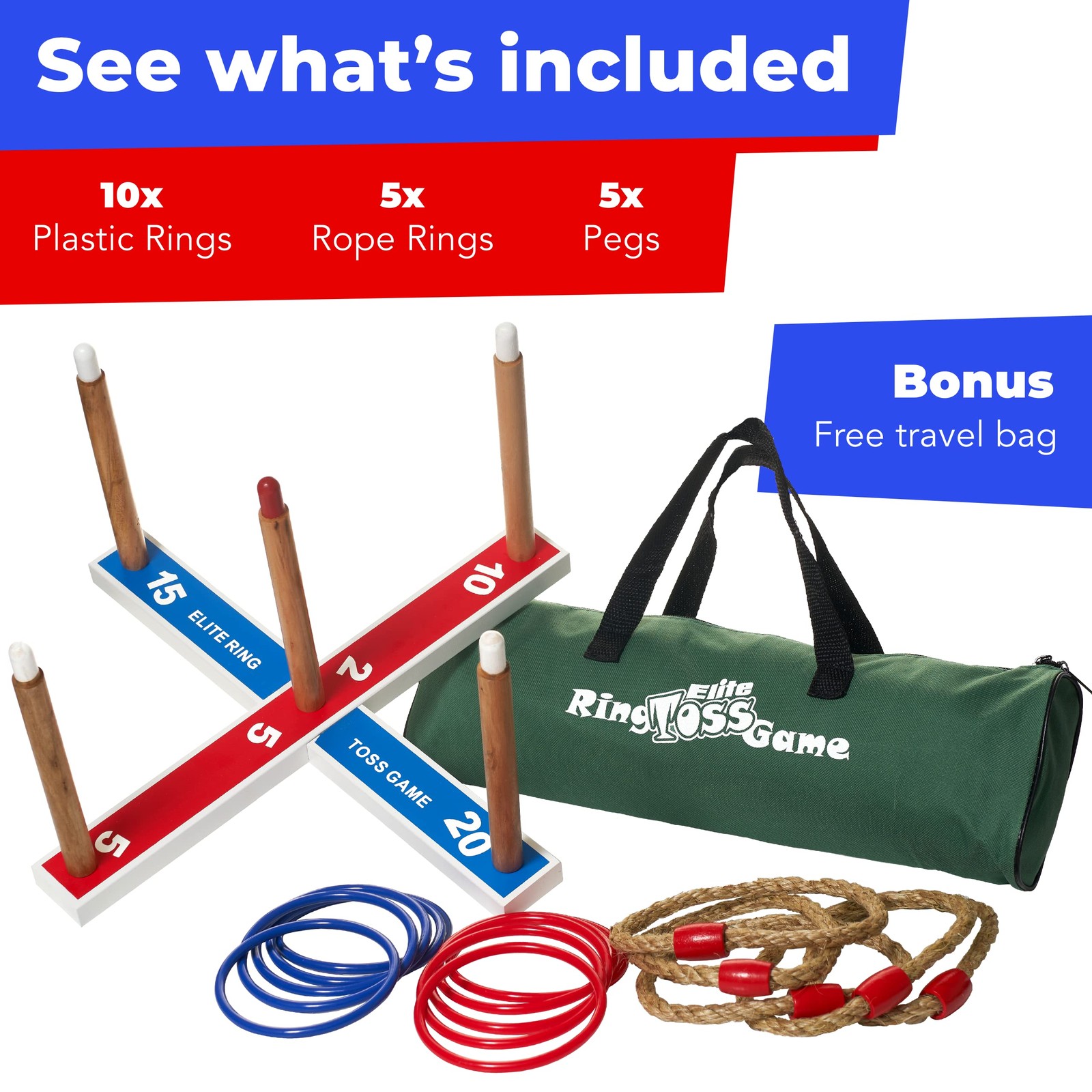 Elite Sportz Ring Toss Games for Kids Outdoor Yard Game for Adults & Family