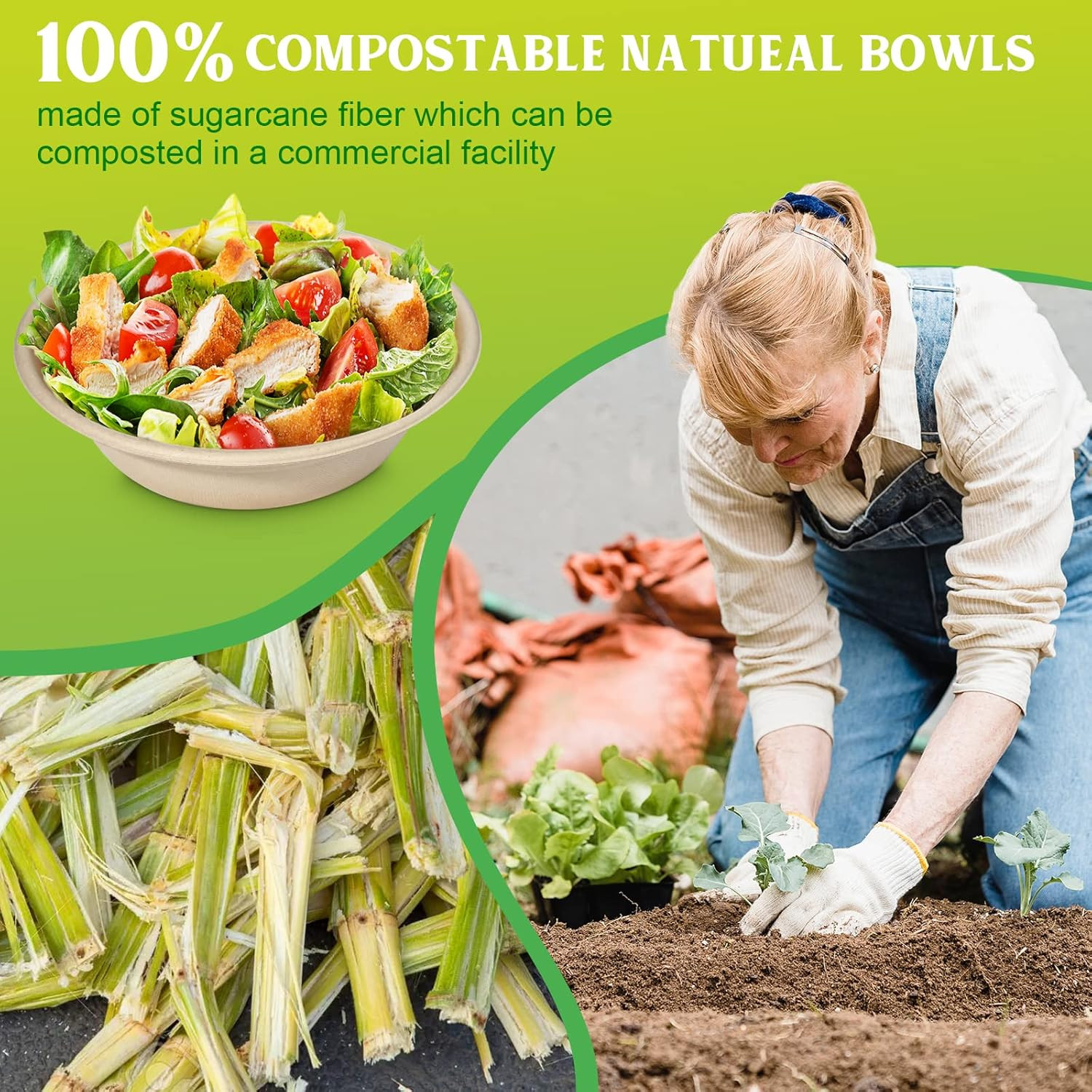 Large Disposable Paper Bowls 32Oz 50 Pack Heavy Duty Compostable Hot Cold Food