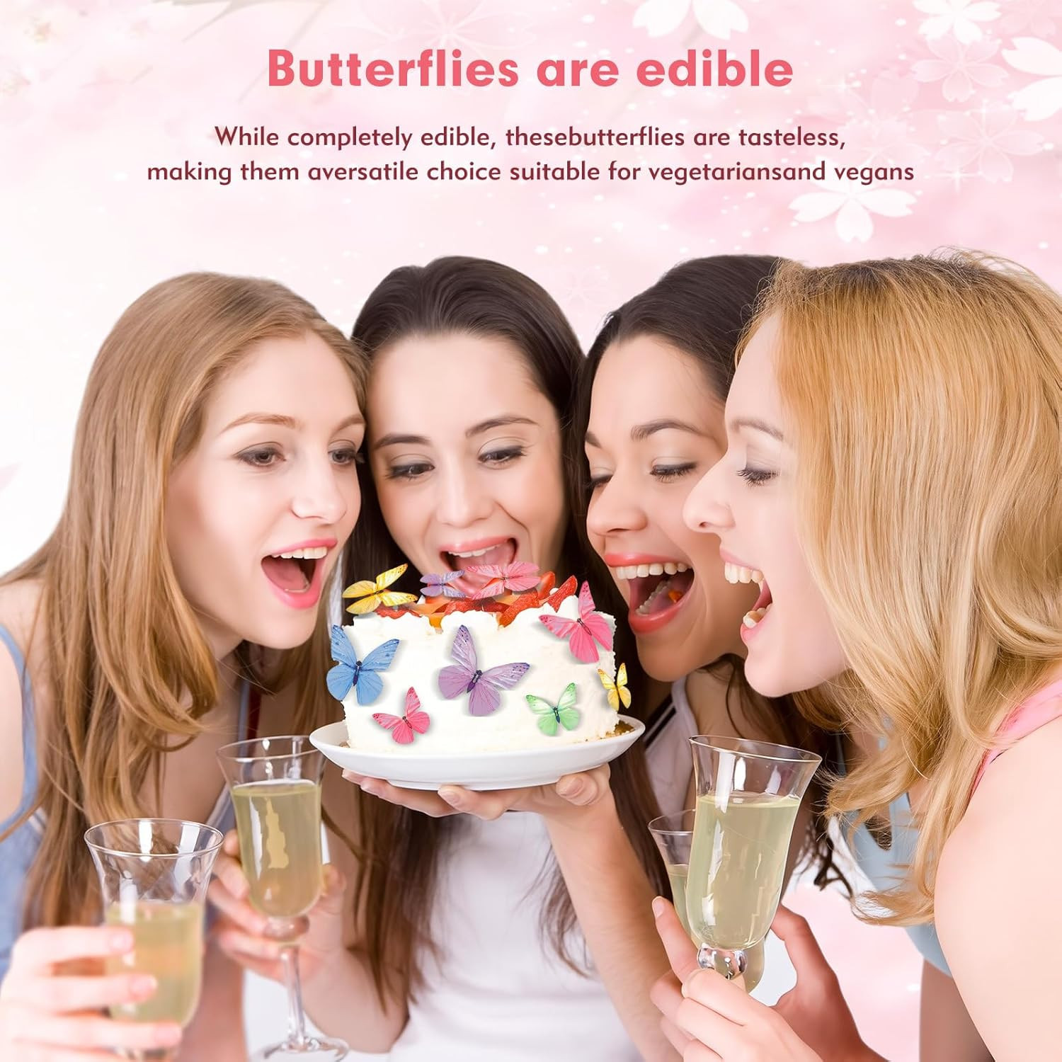 Butterfly Cupcake Toppers 72Pcs Edible Cake Decorations, 6 Colors, Wafer Paper B