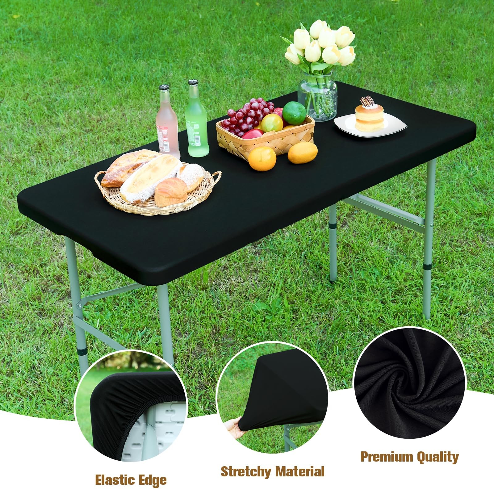 NEWISHER Fitted Rectangle Tablecloth 42 x 72 Inch Elastic Table Cloth Stretch Sp