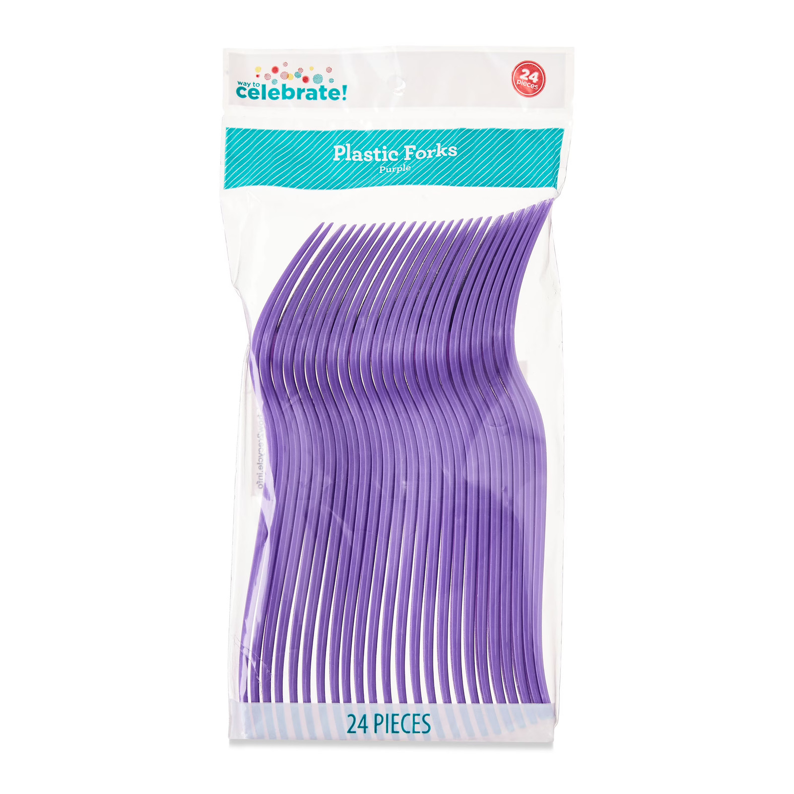 Plastic Disposable Forks, Purple, 24 Pieces, by
