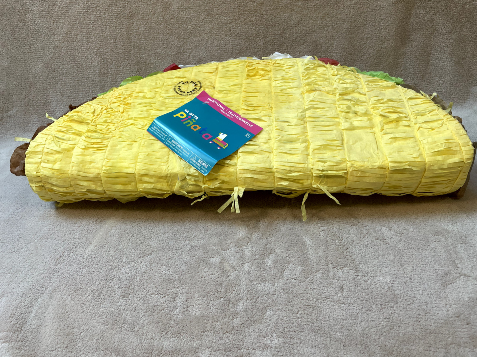22″ Large Mexican TACO Piñata Birthday Party Celebration Any Age 22″ x 11″ x 5″