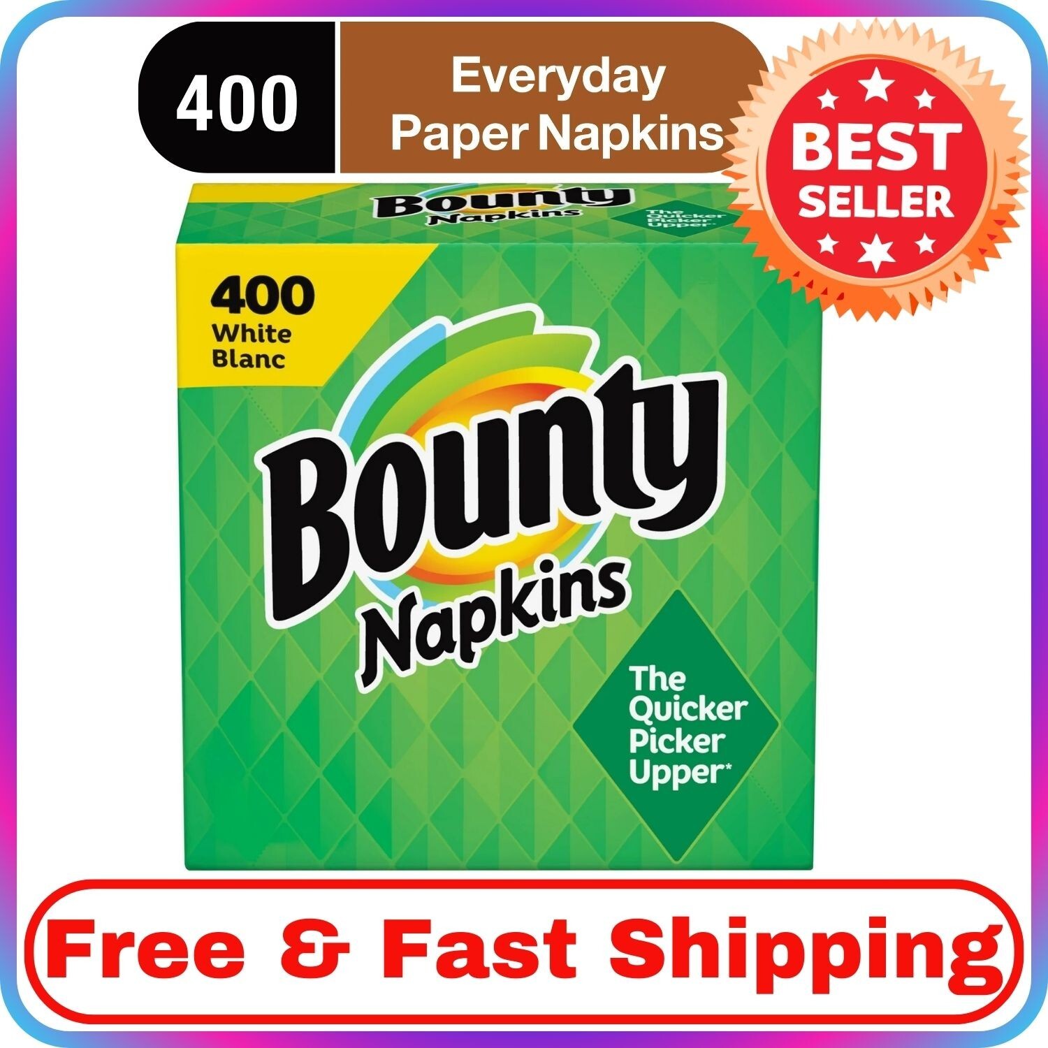 Bounty White Paper Napkins, 400 Count