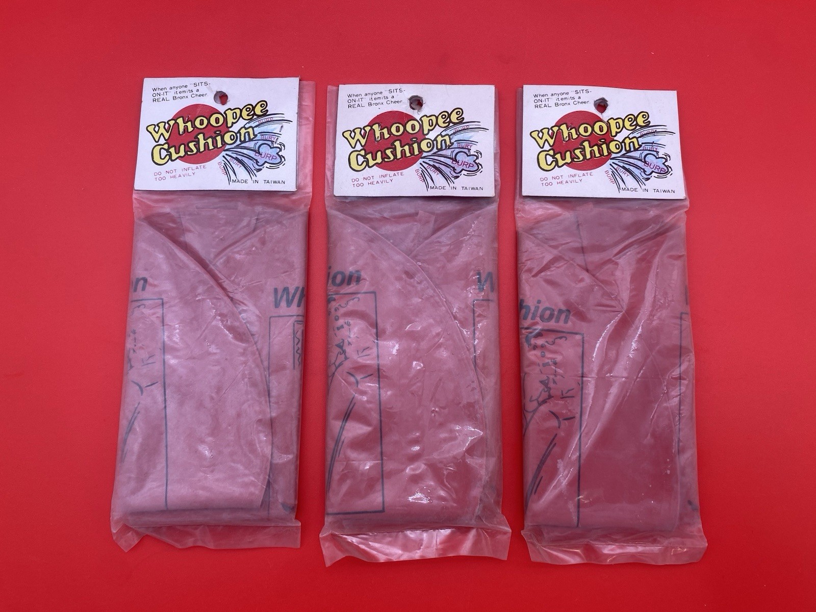 Whoopee Cushions Lot of 3 Vintage Fart Noise Toys – Sealed 1970’s New Old Stock