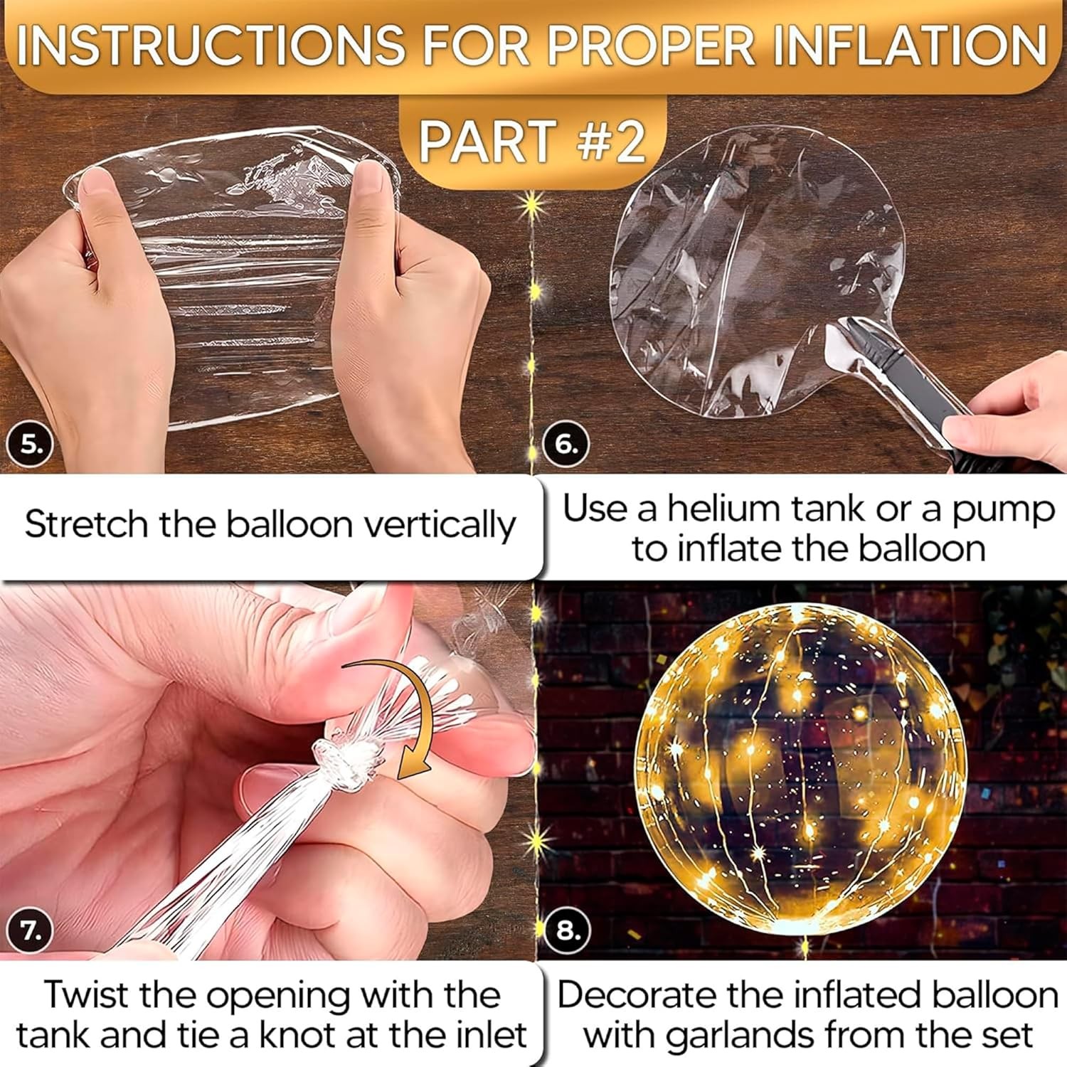 10Pcs 20″ LED Light Up Balloons with String Light for Indoor Outdoor Decor Clear
