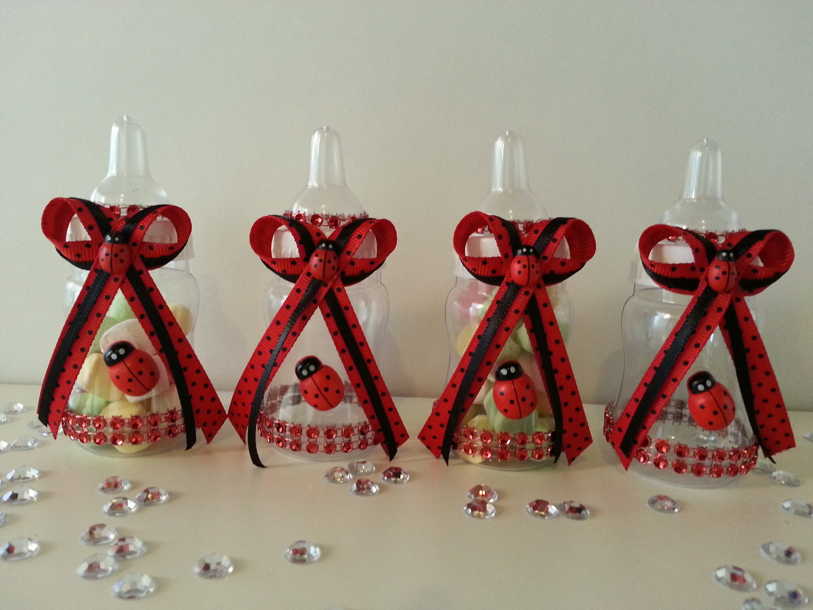 12 Fillable Ladybug Bottles for Favors Prizes or Games Baby Shower Decorations
