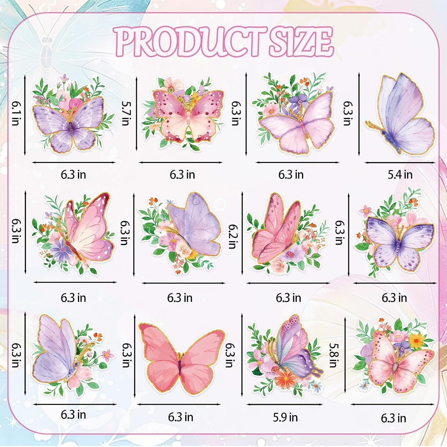 48Pcs Spring Butterfly Paper Cutouts, Watercolor Butterfly Shape Cut Outs Spring