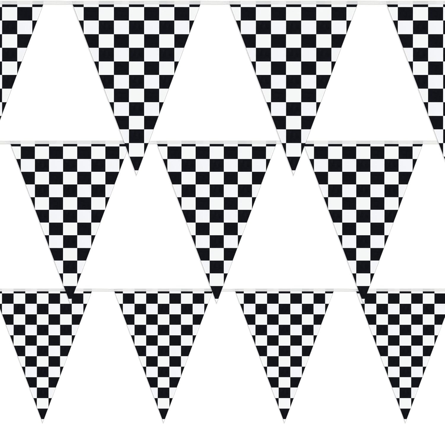 Banderines Triangulares 100Ft Para Decoracion De Fiestas, En Blanco Y Negro NEW.