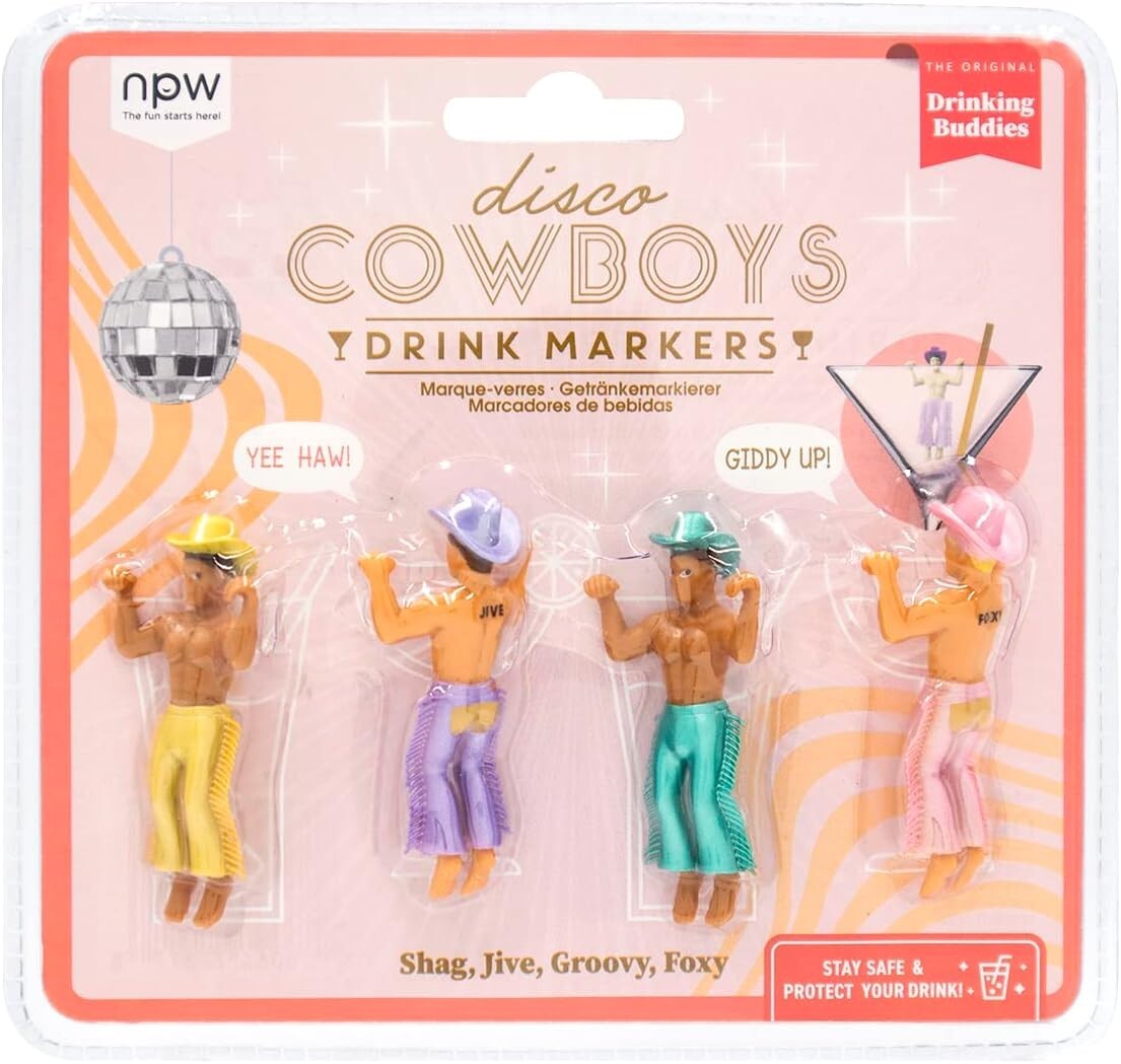Disco Cowboys Drinking Buddies Pack of 4 Drink Markers – Yeehaw!