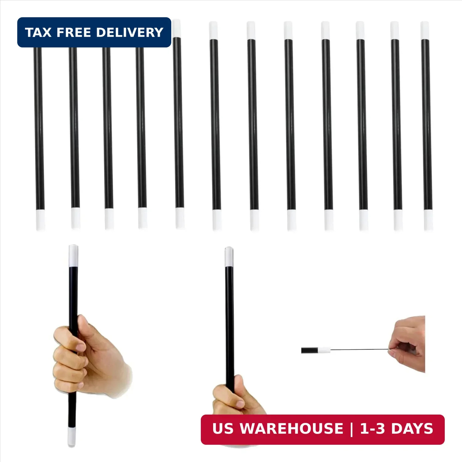 sumrica Magic 10 Inches Plastic Magic Wand (12PCS) Black and White Spell Casting