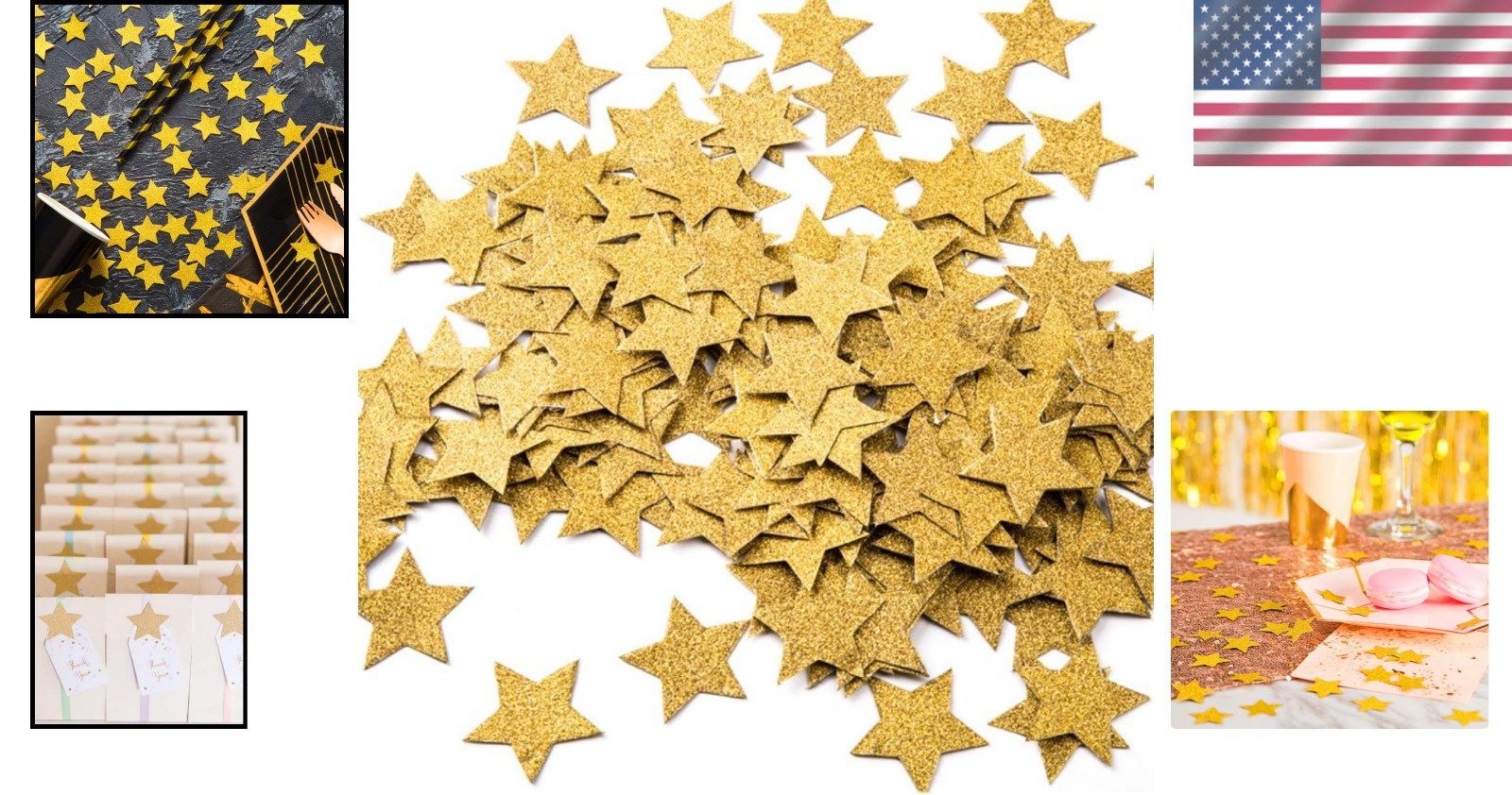 200pc Glitter Gold Star Confetti – Dazzling Decor for Weddings & Parties