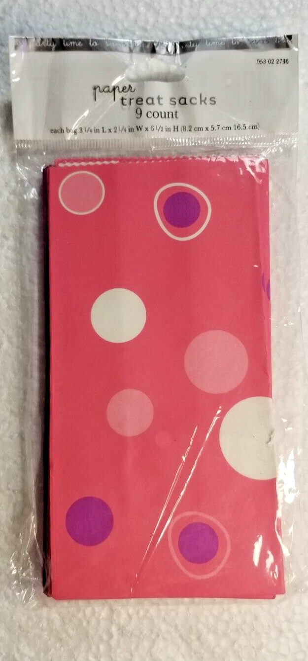 Paper Treat Bags Pink & Purple Contemporary Design 3 Packs Birthday Valentine +