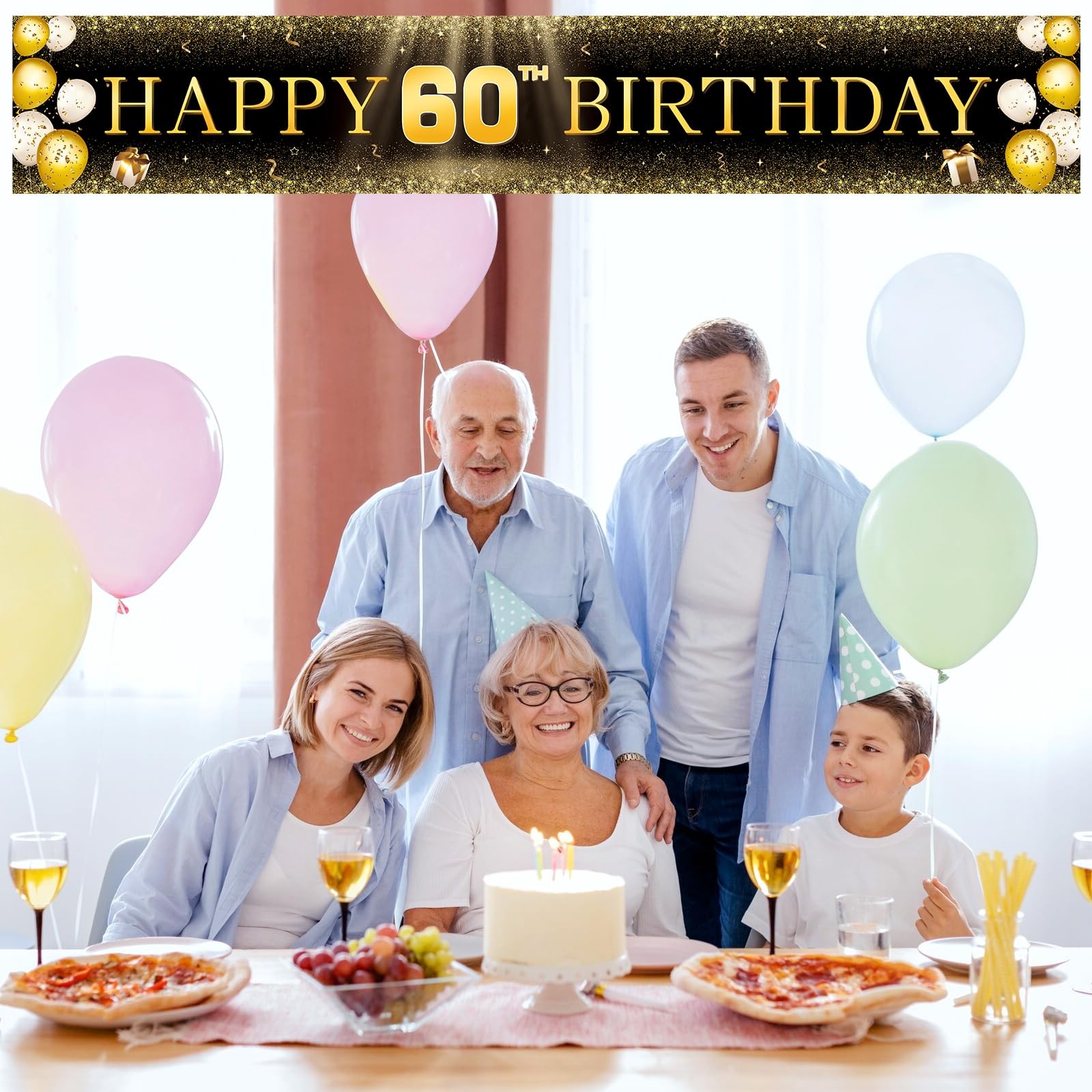 Over The Hill Decor, Extra Large Birthday Banner, Indoor Outdoor, Gold
