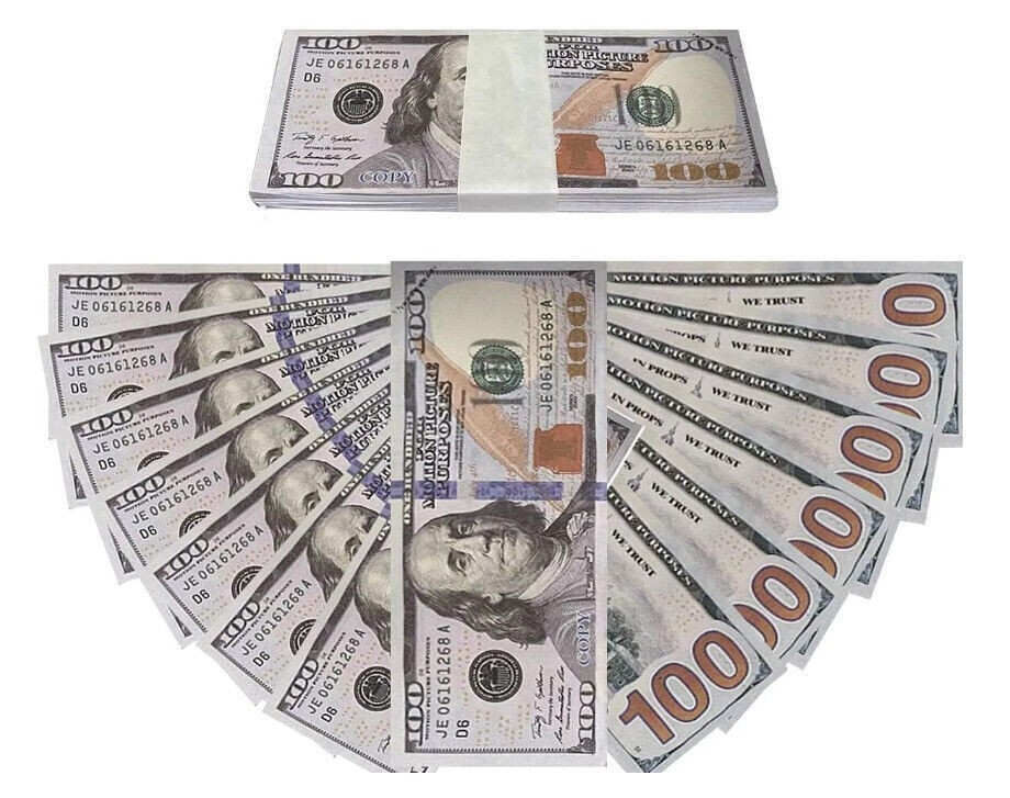 1000pcs(100K) money props toy play fake bills for video, Learning Education Toys