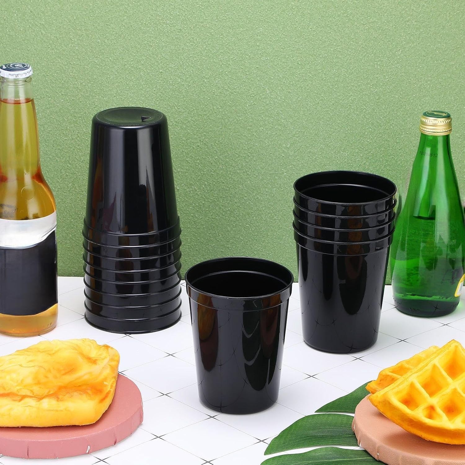 36 Pack 16Oz Stadium Cups Reusable Plastic Cups Blank Drink Tumblers for Parties