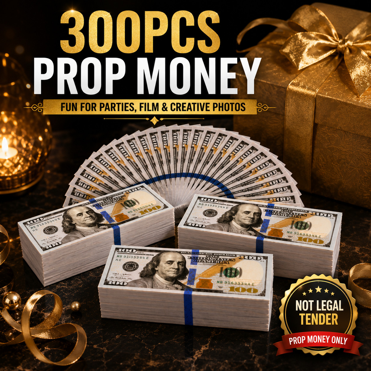 300pcs (30K) money props toy play fake bills for video Learning Education Toys