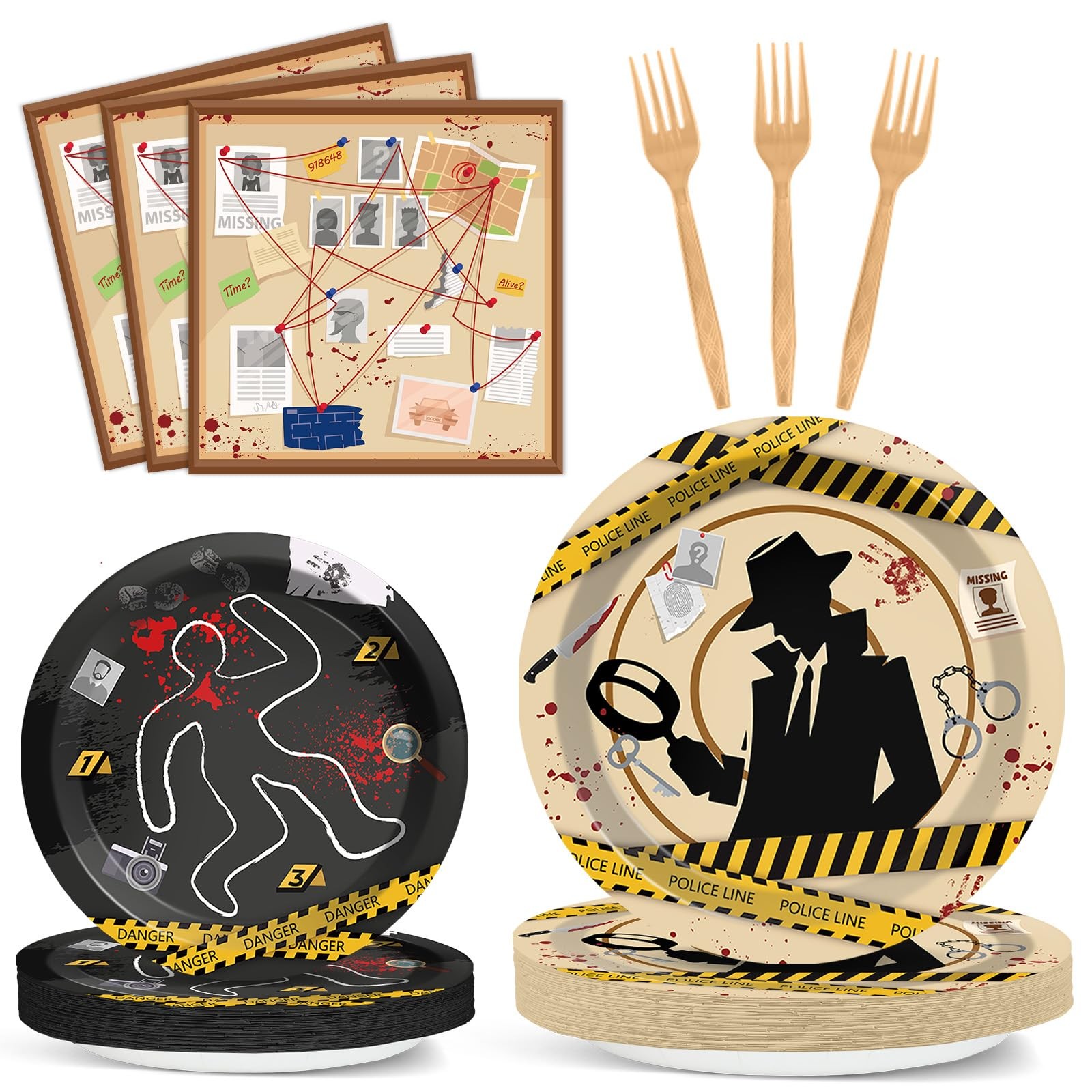 96 Pcs Detective Theme Plates and Napkins Top Secret Agent Spy Party Supplies…