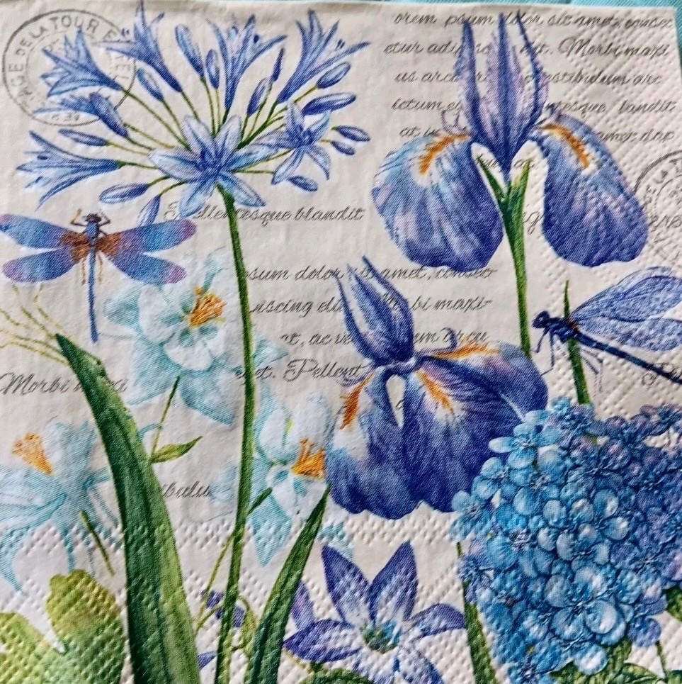 Maki Irises Hydrangeas Cocktail Size Paper Napkins NIP Sealed Imported Germany