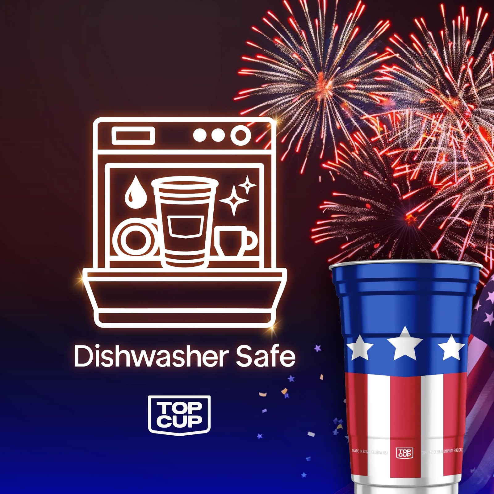 America’s 250th Birthday 20 oz Reusable Aluminum Cups 20 Count | Durable