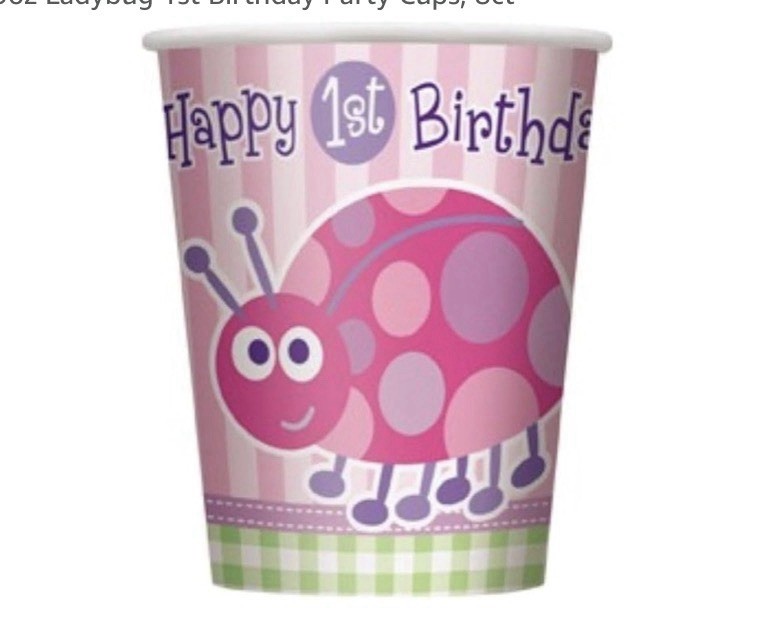 9oz Ladybug 1st Birthday Party Cups, 8ct