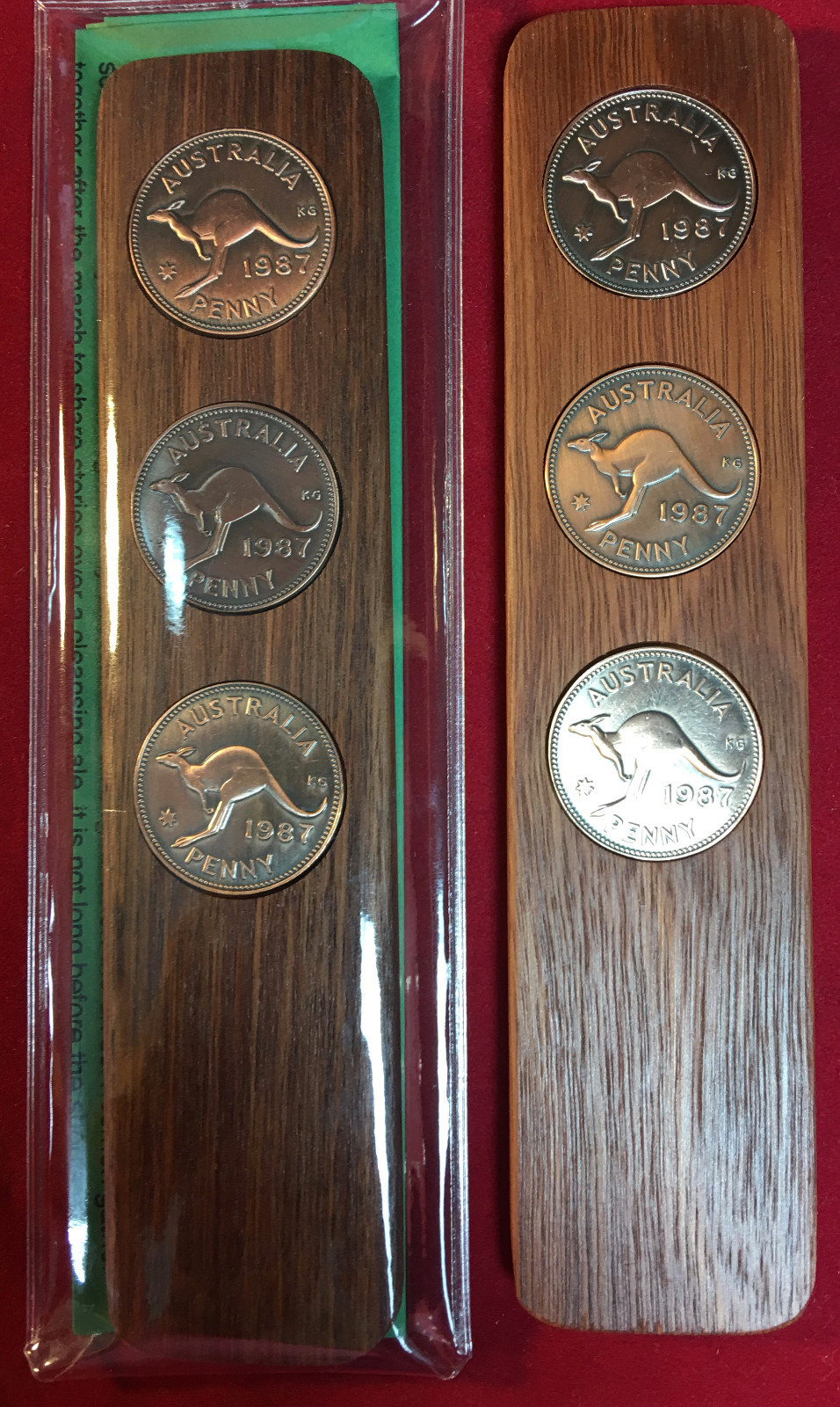 ANZAC Day Hardwood 2UP Game Set – 3 Australian Pennies – Birthday Anniversary