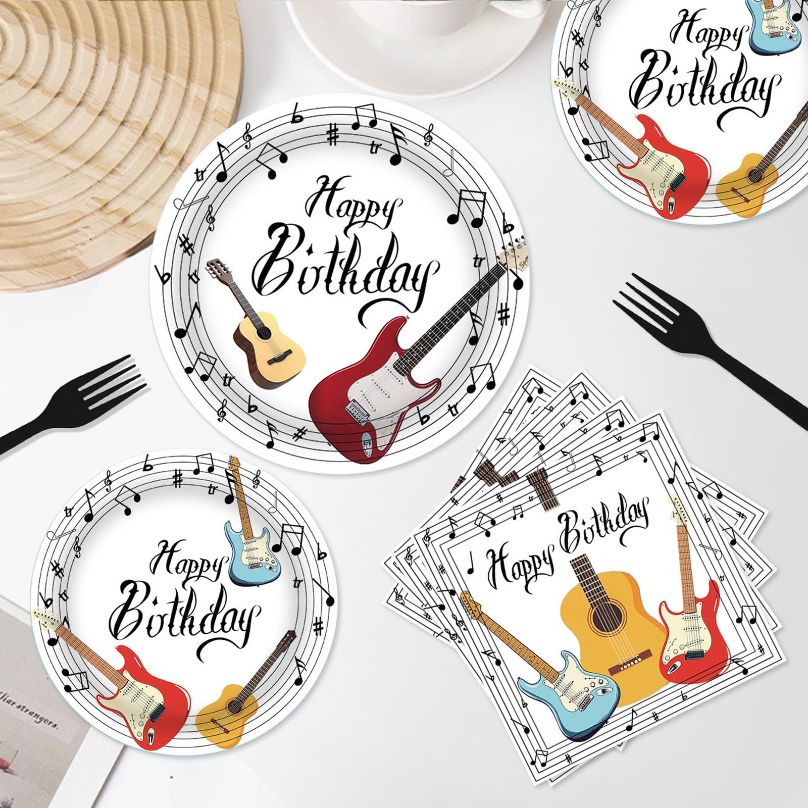 96 Pcs Music Party Decorations Tableware Set for Adult Teens Kids Includes Pl…