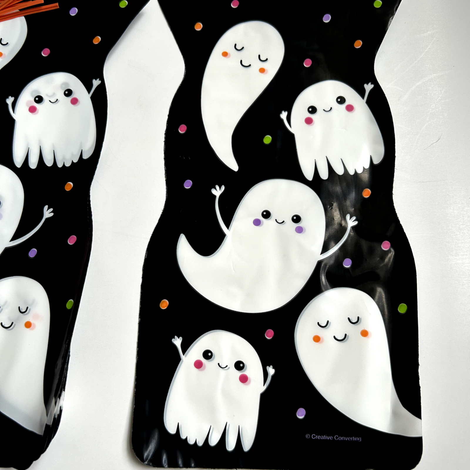 10 X Halloween SPOOKY GHOST CELLO Sweet Gift LOOT Bags TRICK OR TREAT BLACK