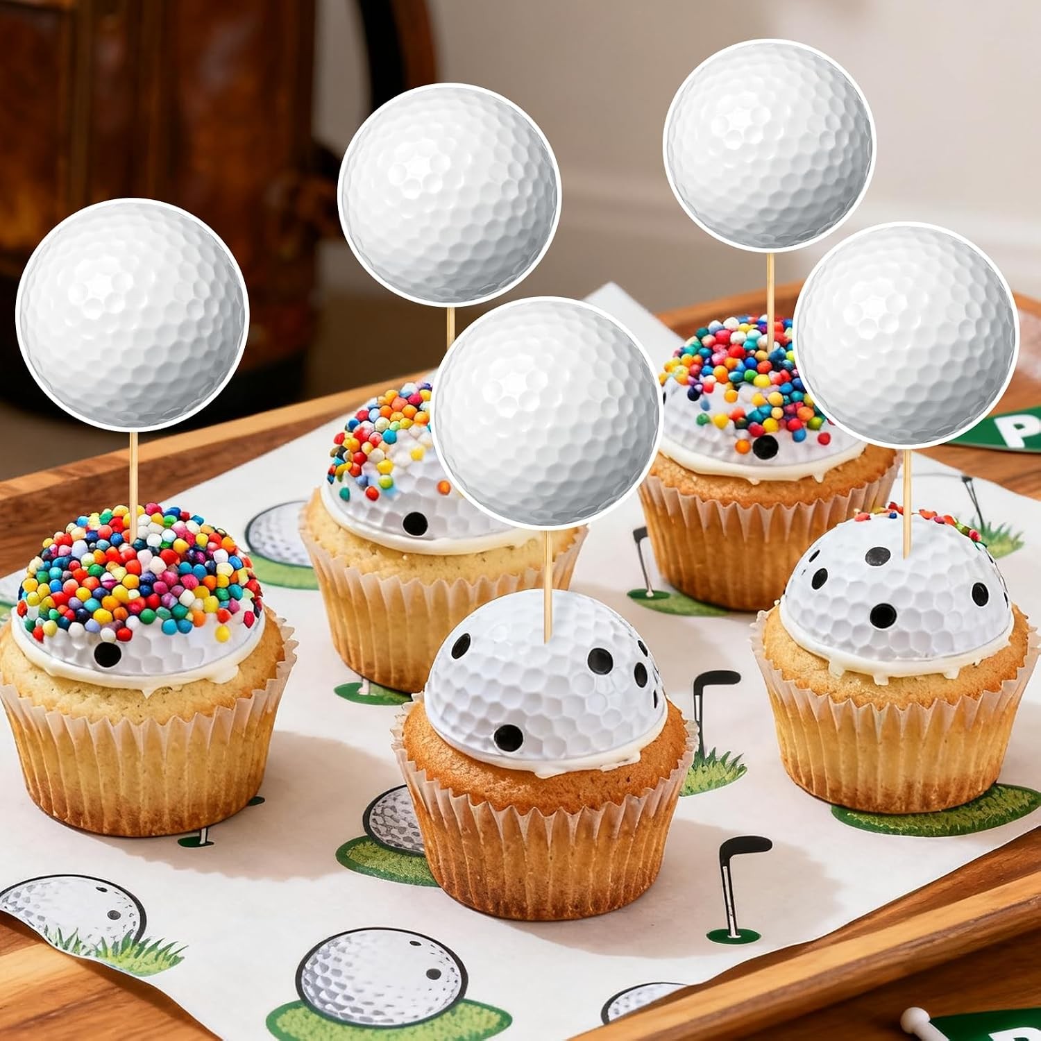 40 Pcs Golf Cupcake Toppers, Sports Birthday Party Decorations for Boys