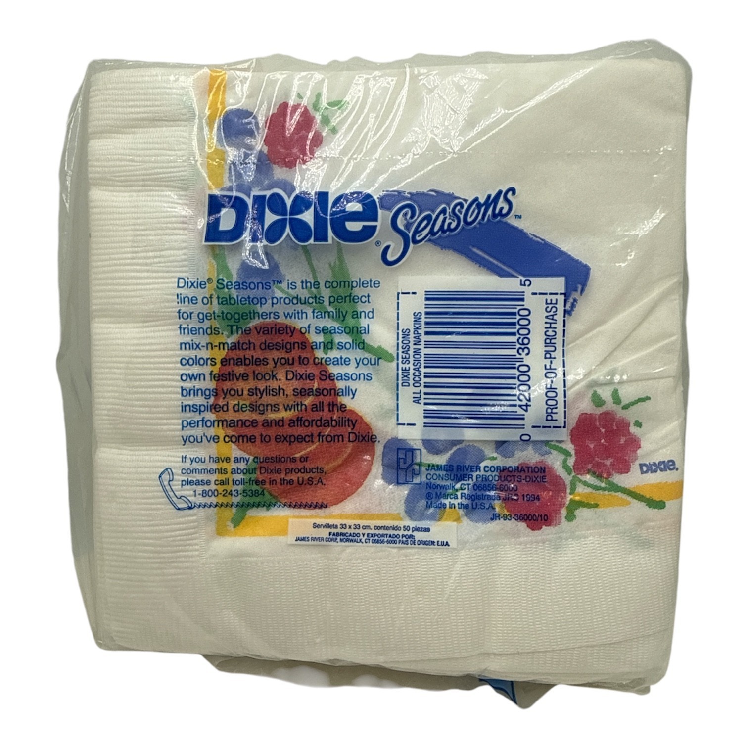 Vintage Dixie Seasons All Occasion paper Napkins Fruit NEW