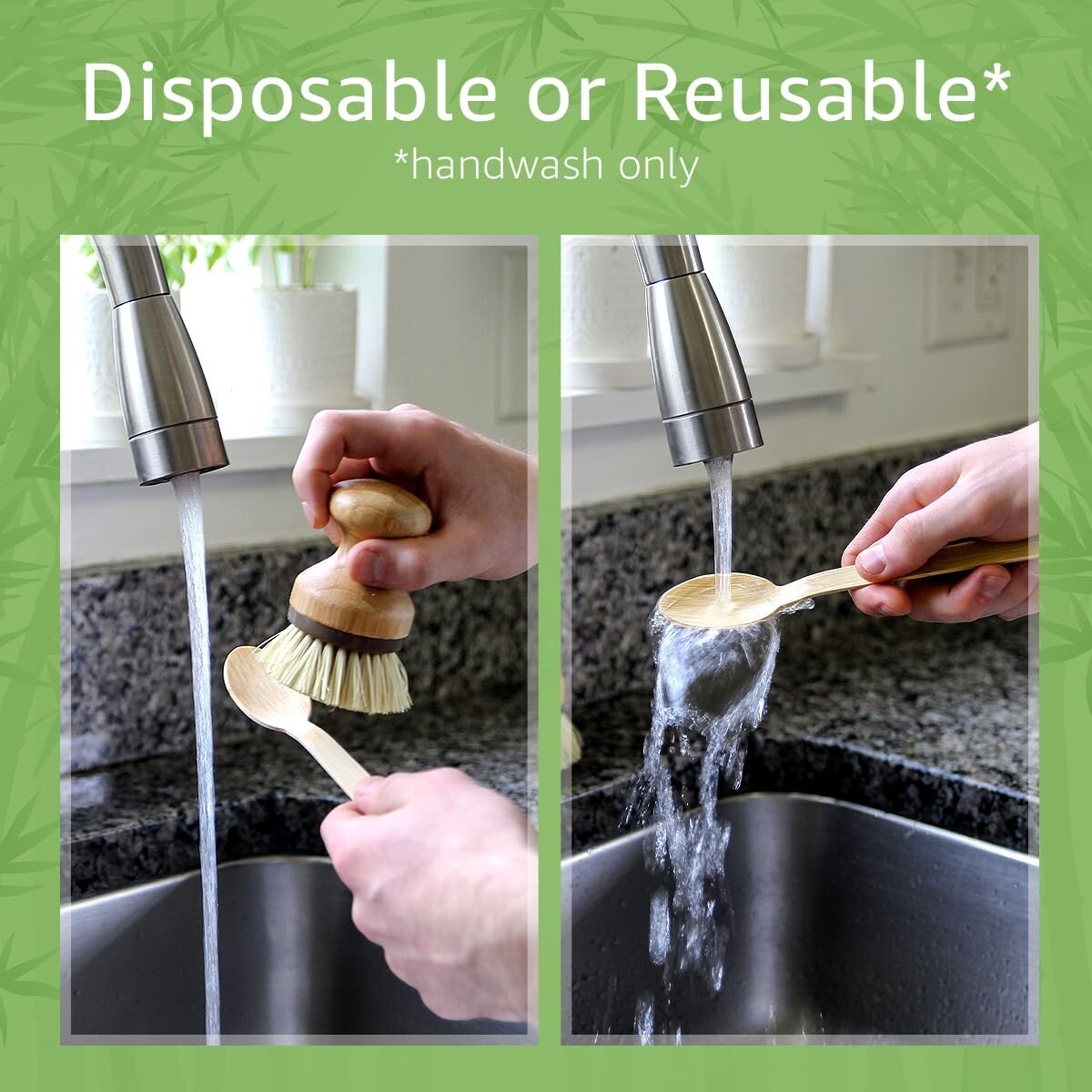 Ibambo 100% Bamboo Spoons – 100 Compostable Spoons, Disposable or Reusable