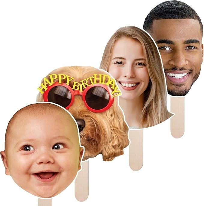 Custom Face Stickers | Handheld Faces, 6″–36″ | Party Fun & Graduation Décor