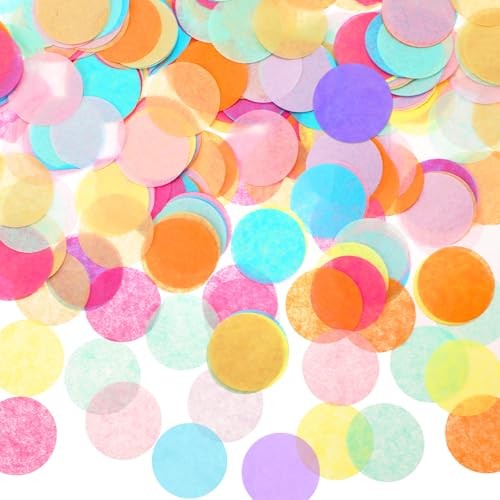 5.4oz Multicolor 1 Inch Round Tissue Paper Confetti, Round Multicolor Round