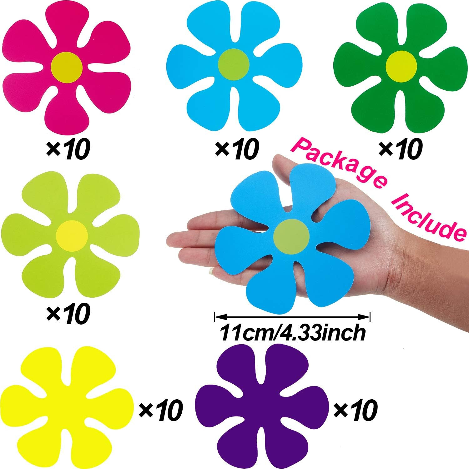60 Pieces Retro Flower Shaped Cutouts 60S 70S 80S Mini Retro Car Flower Cutouts