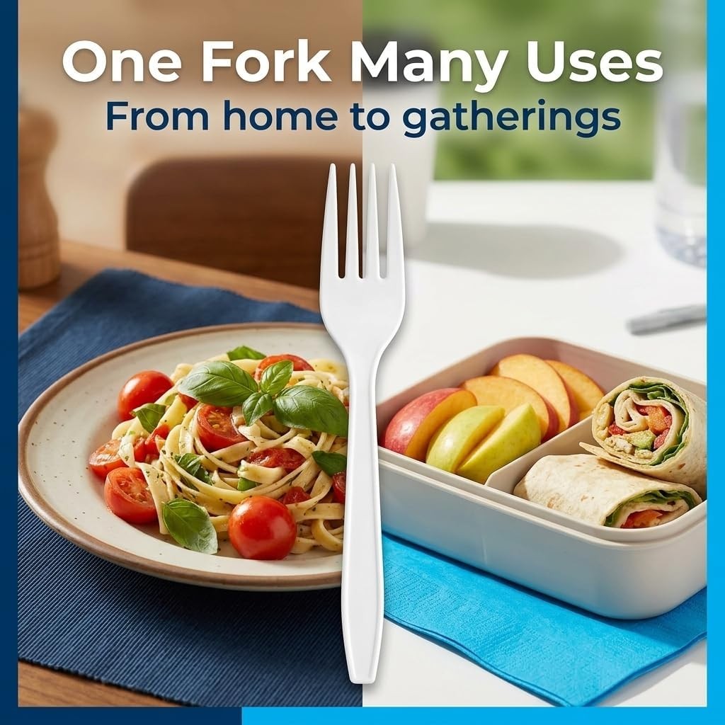 White Plastic Forks, 400 Count – Heavy-Duty Disposable Forks, BPA-Bulk Plastic