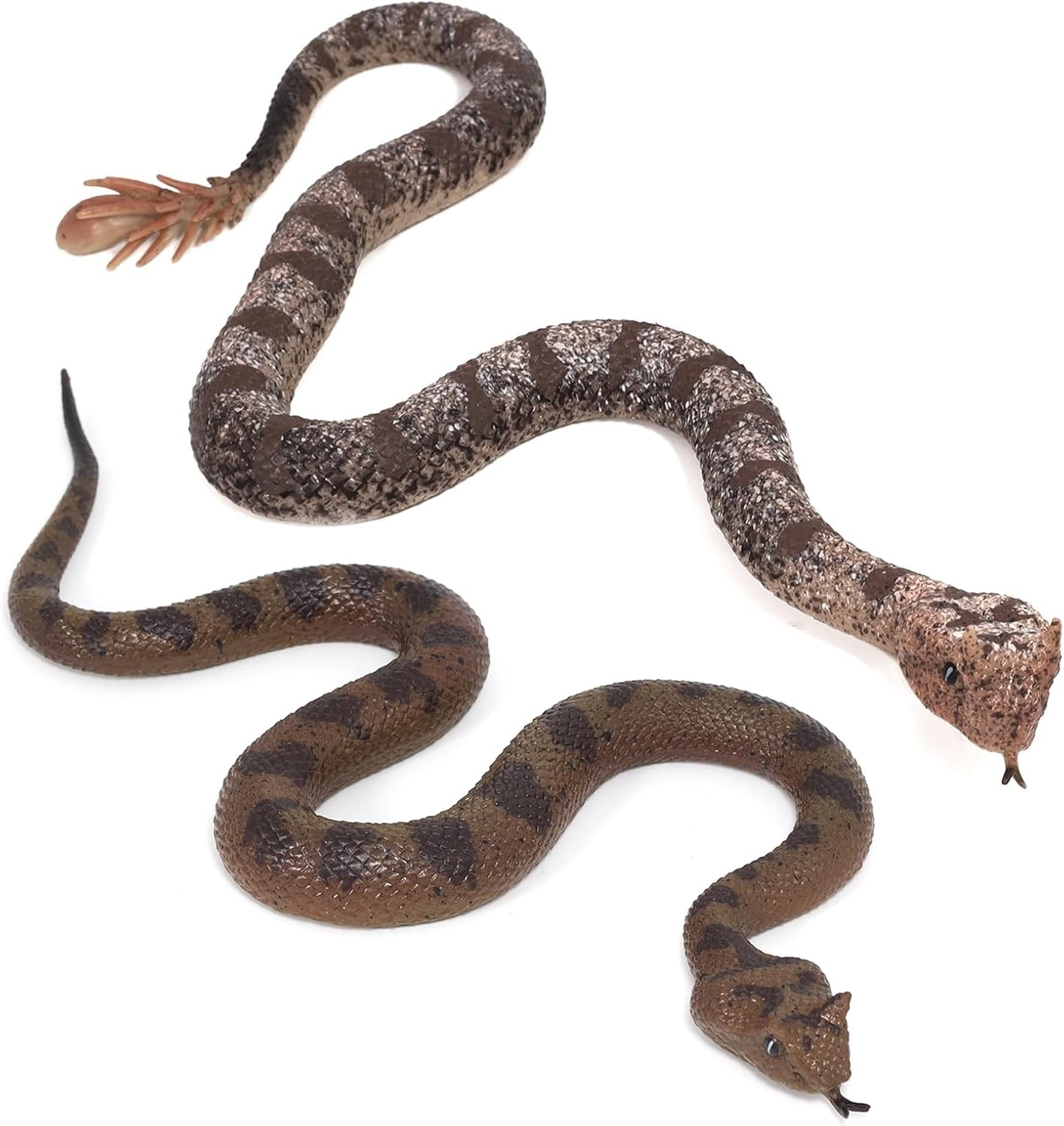 2pcs Realistic Fake Snake Toys Rubber Rattlesnake Garden Scare Decor