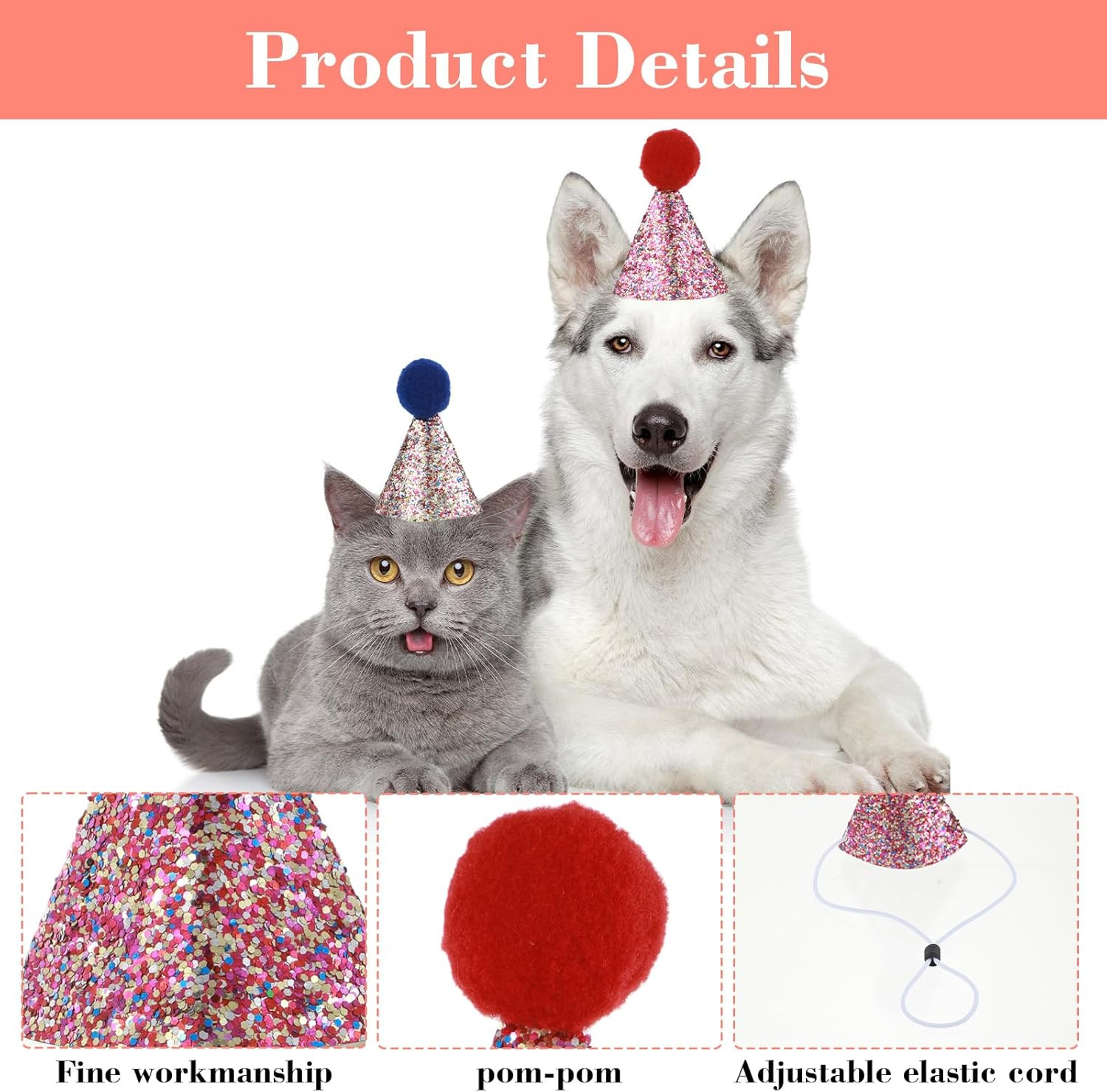 10 PCS Cat Birthday Hat Mini Party Hats for Stuffed Animals Mini Birthday Hats f