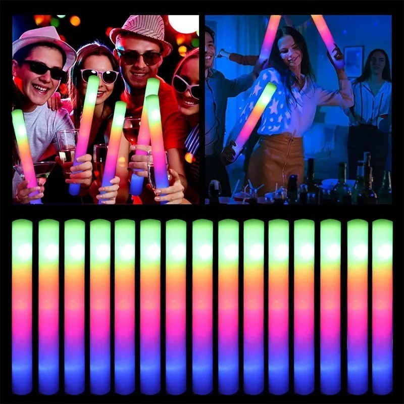 100-800Pcs LED Glow Sticks Bulk RGB Foam Light Up Concert Events Party Supplies