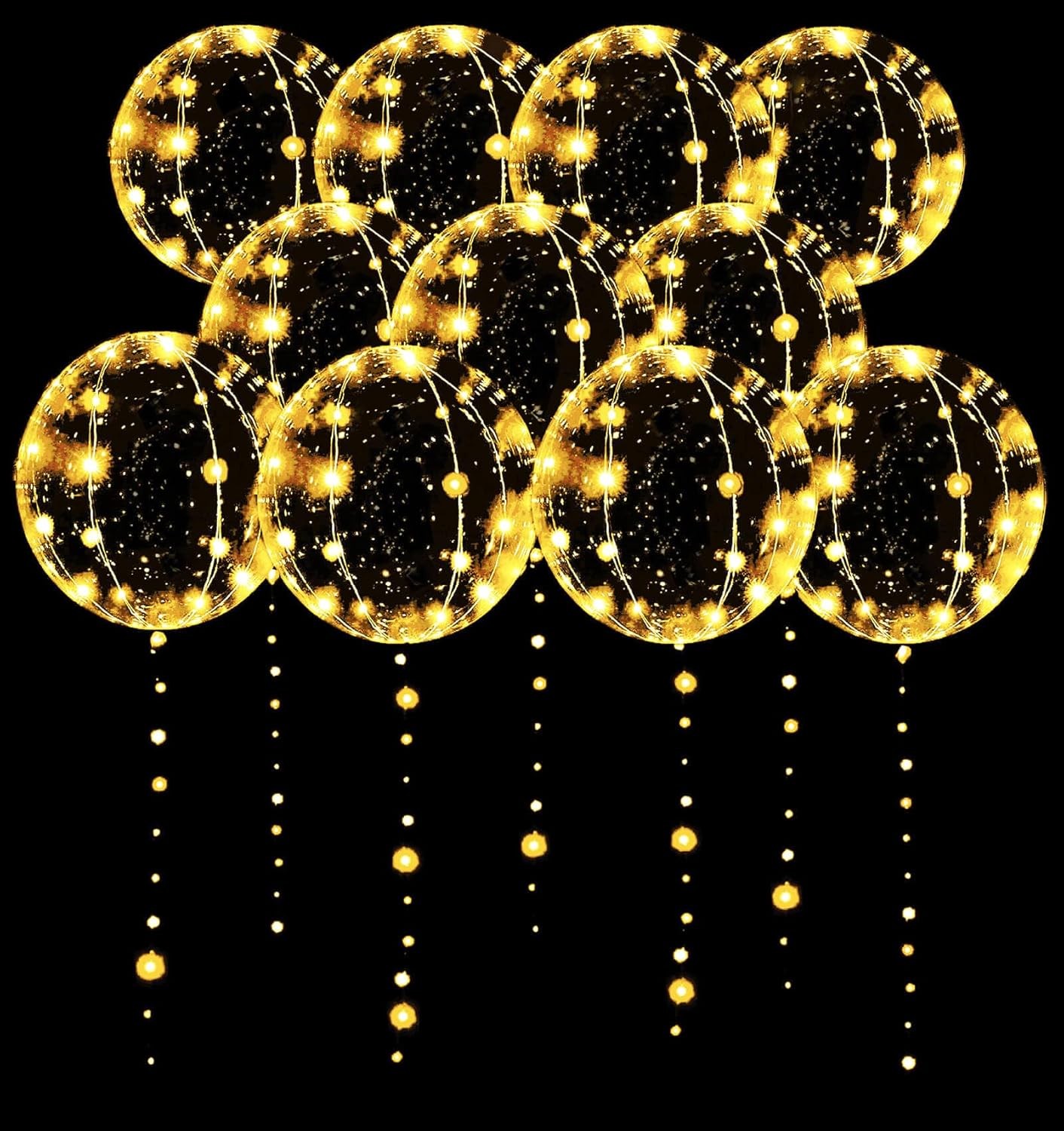 10PCS Light Up Balloons 20inch Clear Helium Glow Bubble Bobo Balloon for Decor