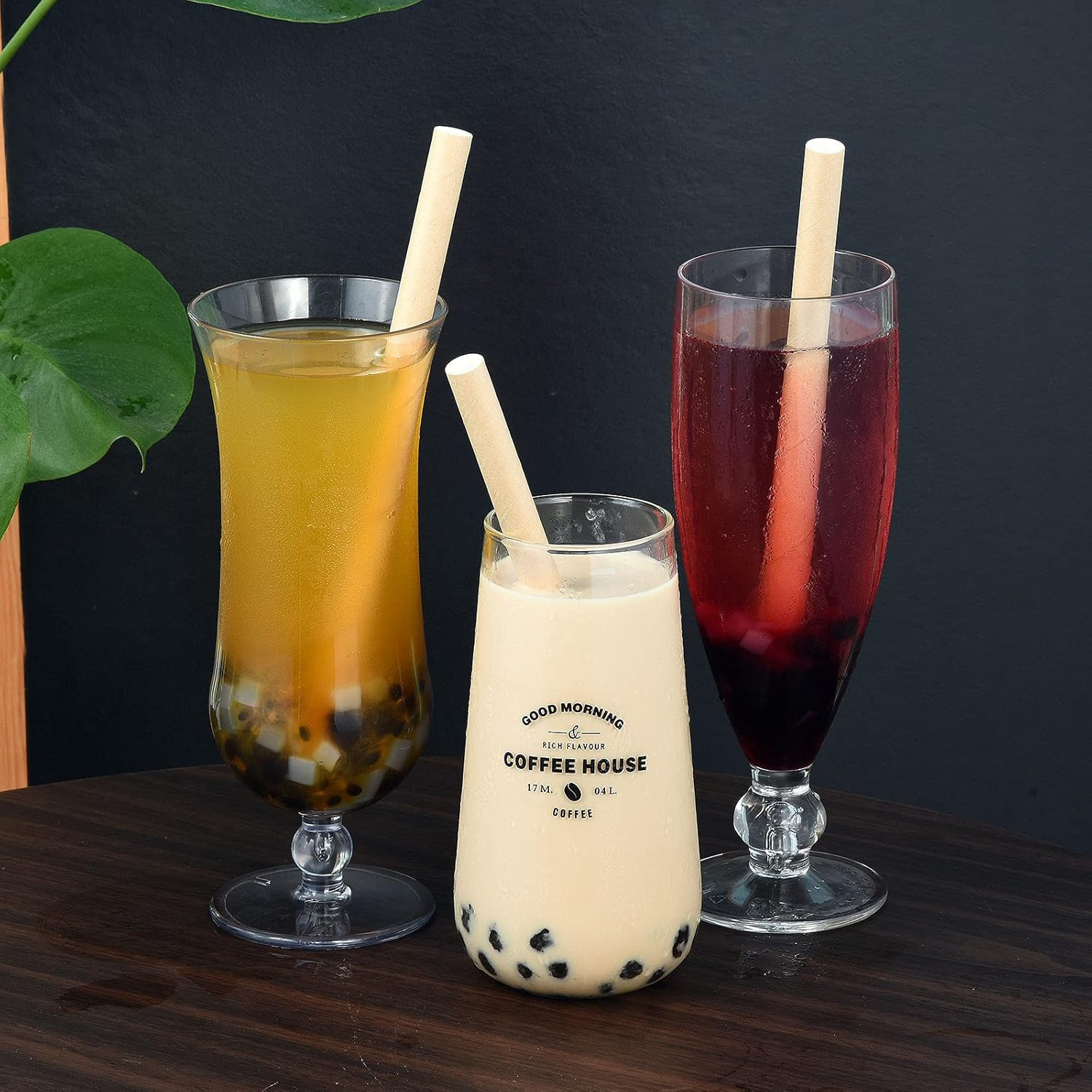 ALINK Pointed Paper Boba Straws, Individually Wrapped, 4-Layer Heavy Duty, 12Mm