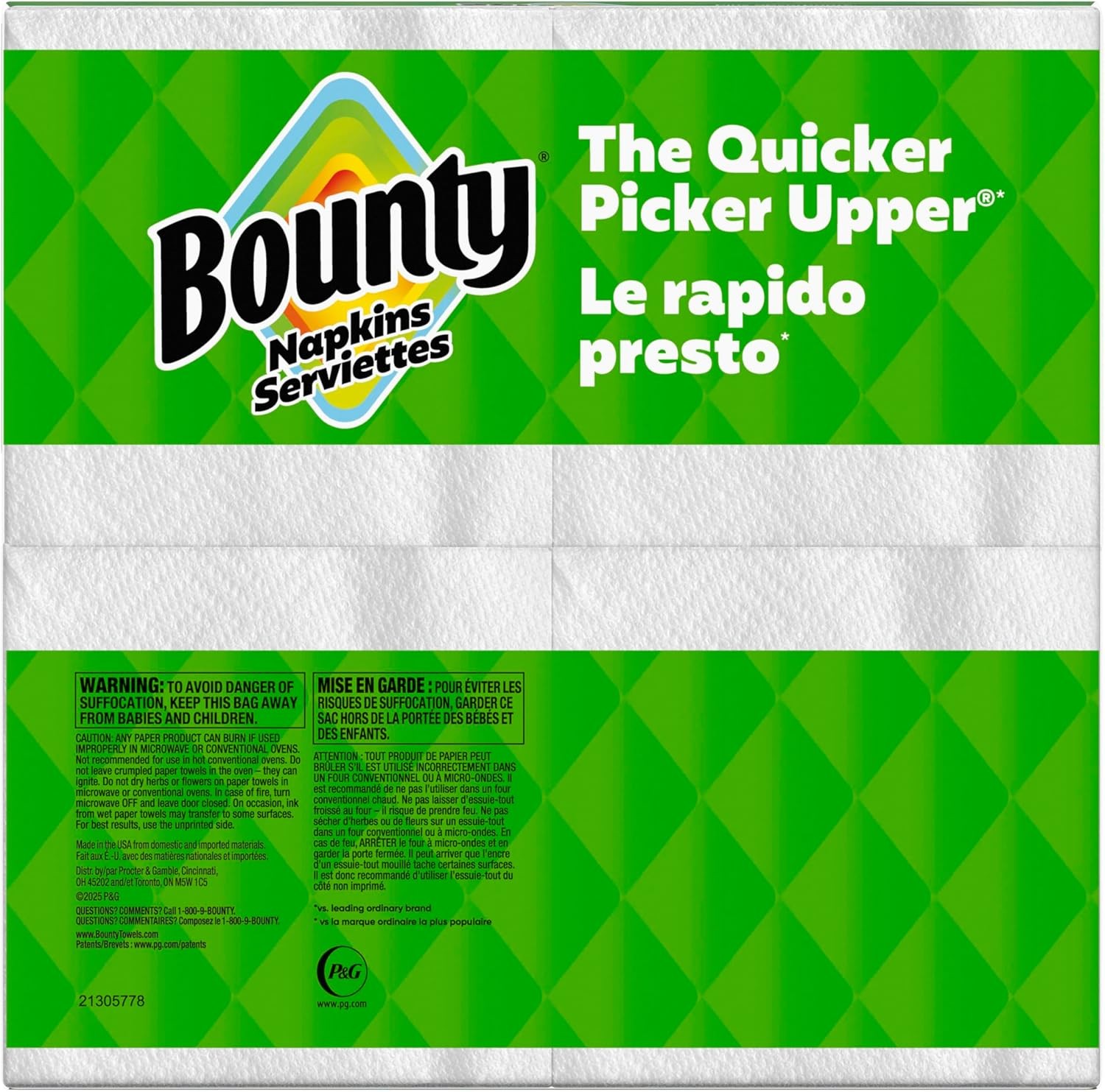 Bounty Paper Napkins, White, 400 Count 400 Count, White
