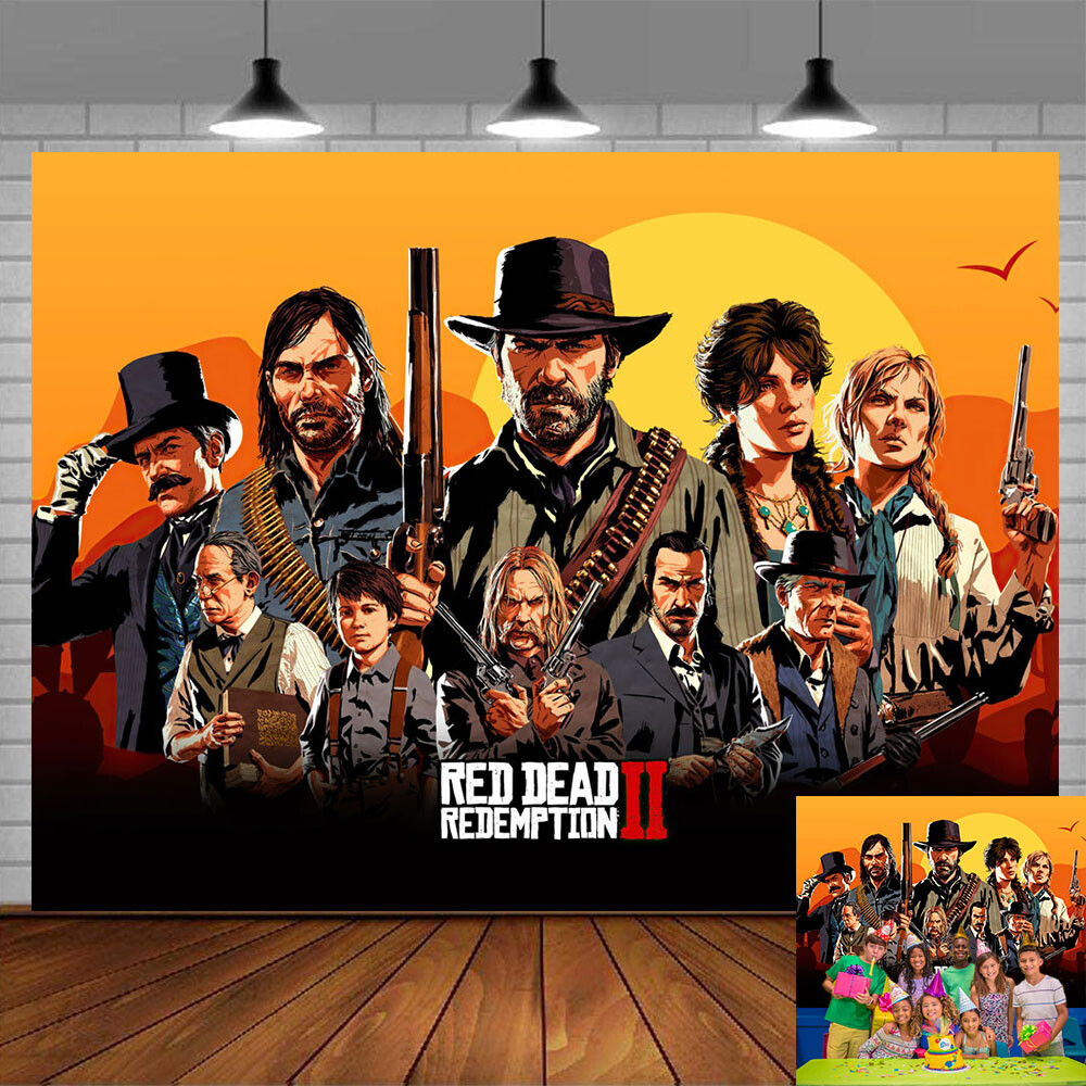 Red Dead Redemption Party Decorations Backdrop Banner Poster Birthday Gift