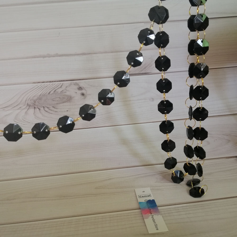 500Pcs Black Octagons + Rings Garland Bead Decoration Acrylic Crystal Chandelier
