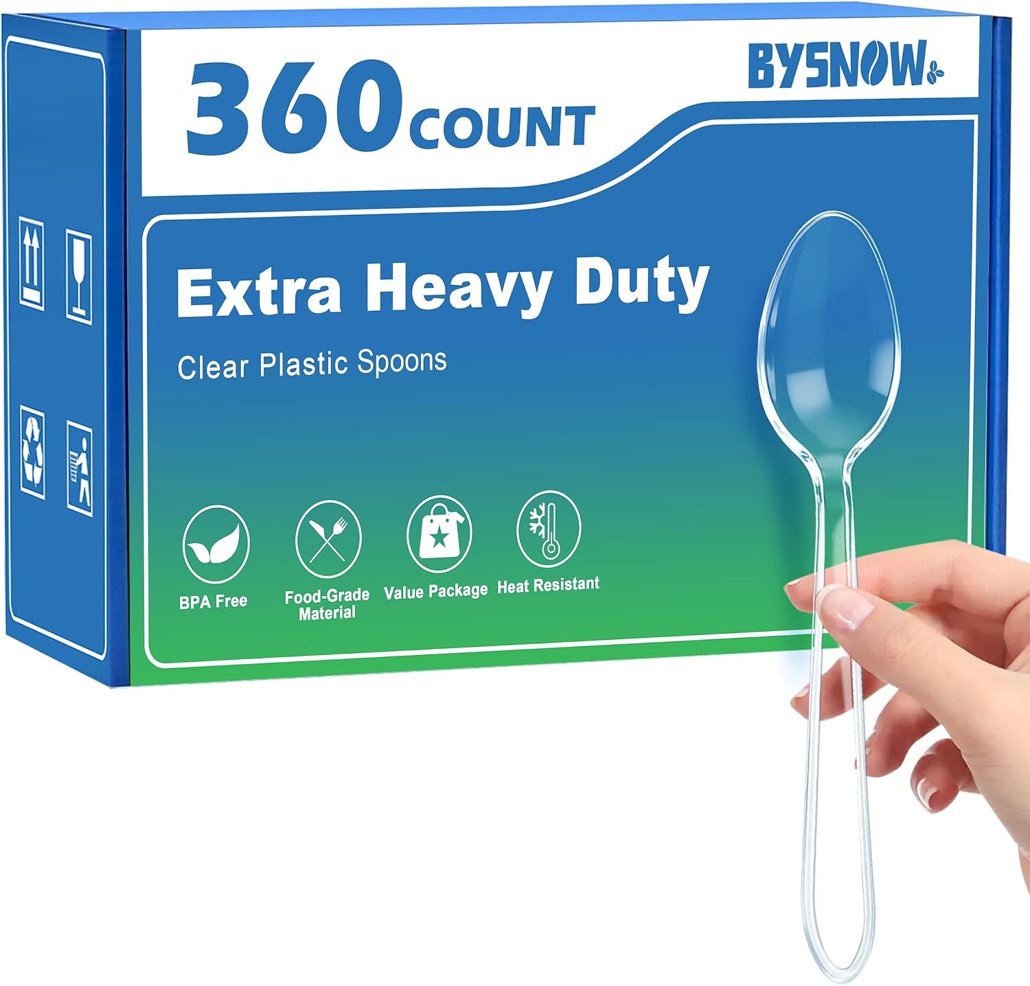 360 Count Extra Heavy Duty Clear Plastic Spoons Heat Resistant and BPA-Free