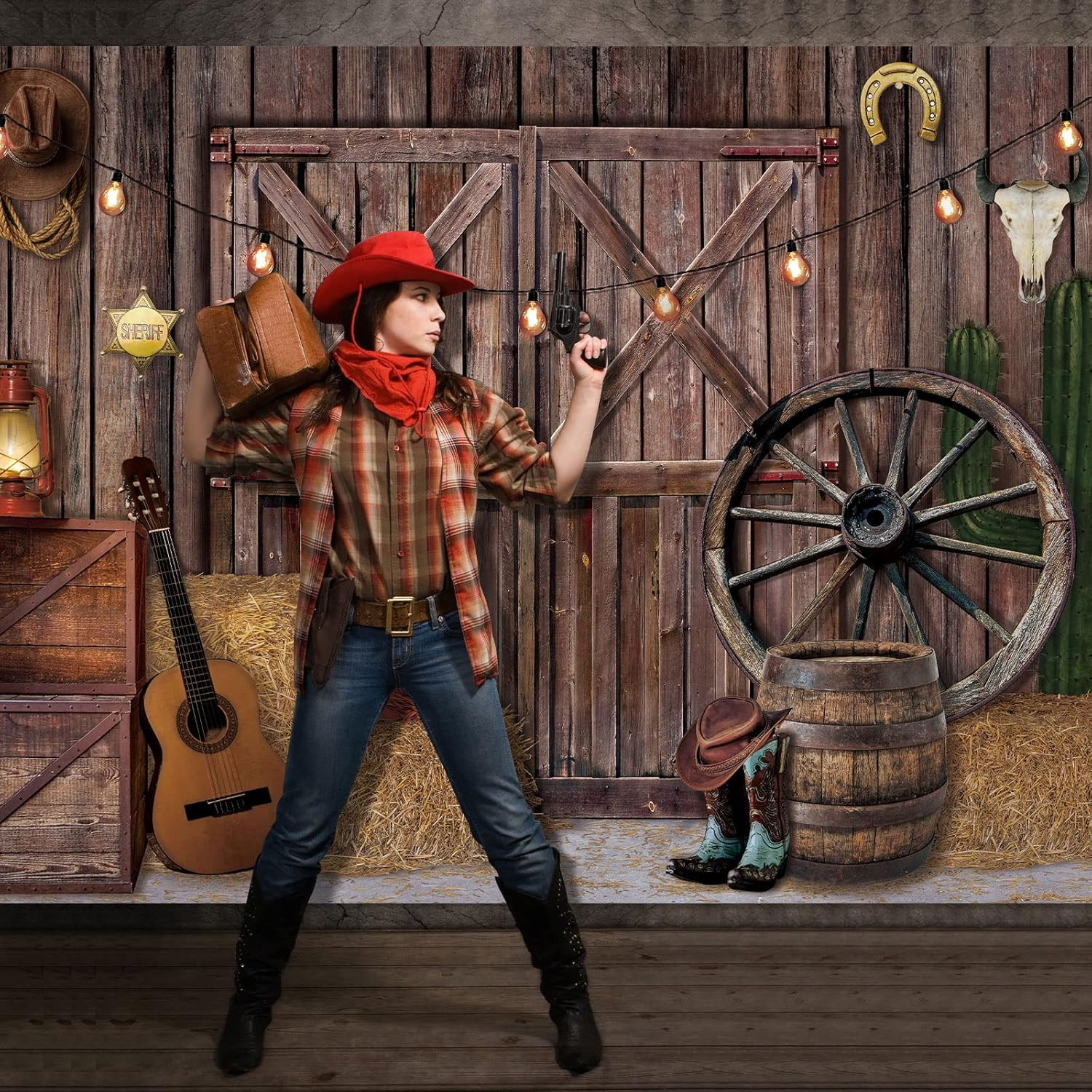 7 x 5 ft Western Party Backdrop Large Western Cowboy Decoration Wild West Photo