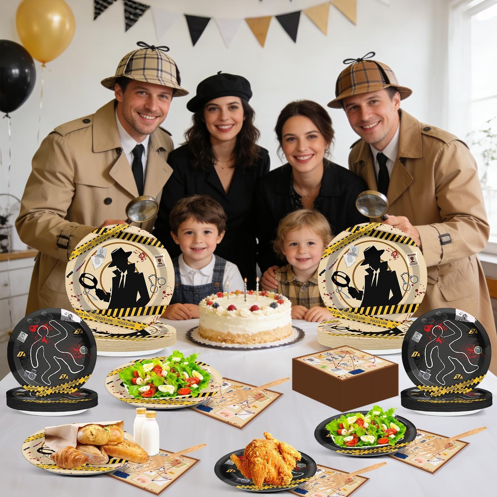 96 Pcs Detective Theme Plates and Napkins Top Secret Agent Spy Party Supplies…