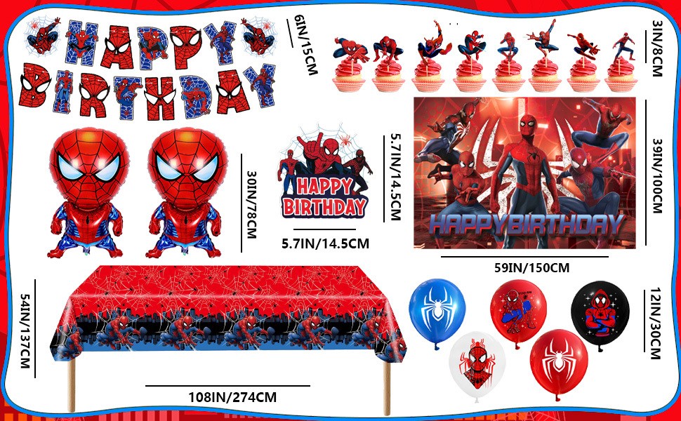 Spider Man Party Decorations Marvel Party Supplies Balloons Tablecloth Backdrop