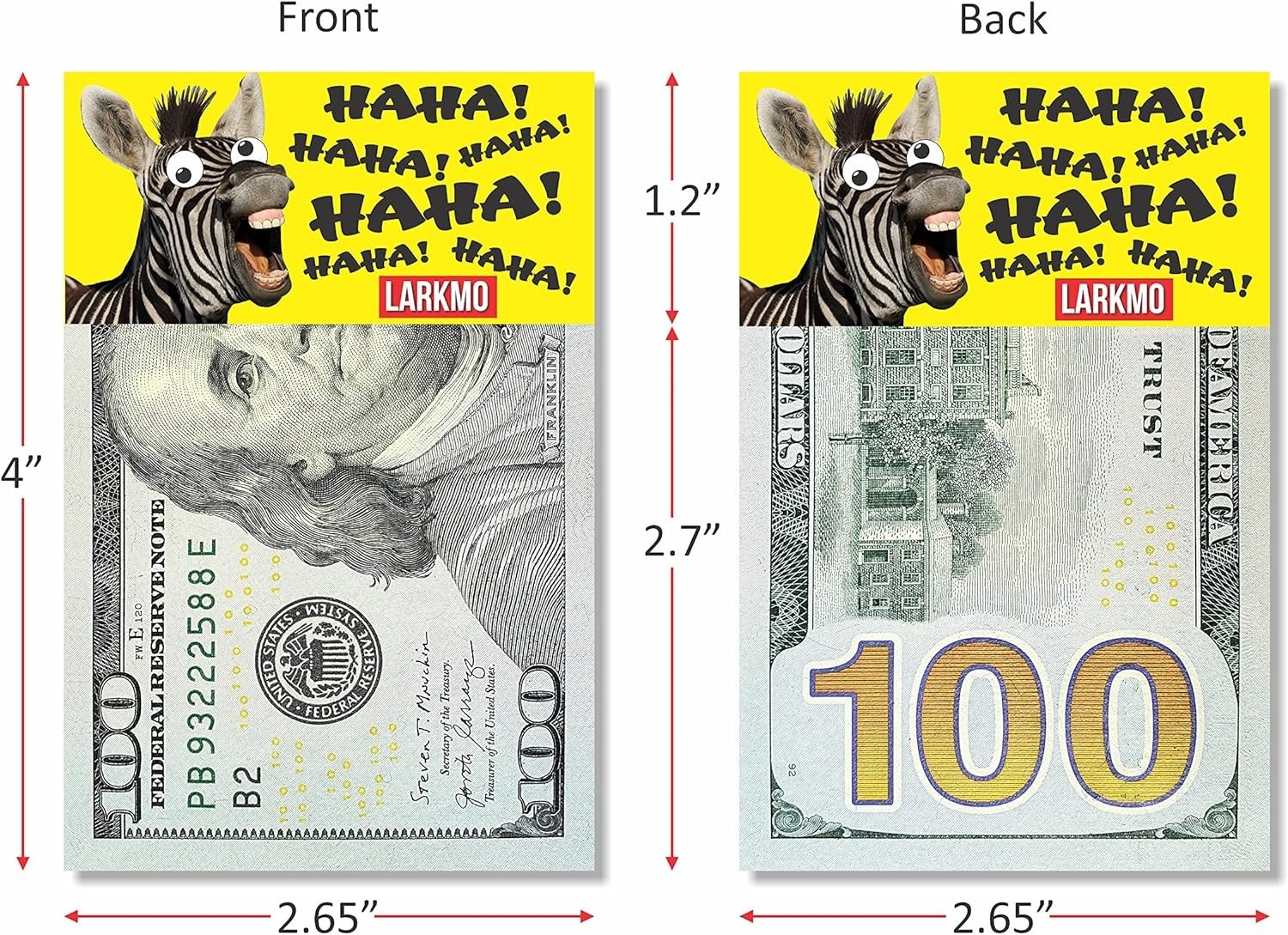 The Pranking Zebra Funny $100 Gag, Realistic One Hundred Dollar Bill Joke Off…