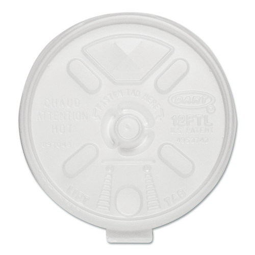DCC 12FTLS Liftn`Lock Lids, 10-14oz Cups, Translucent, 1000 Per Carton