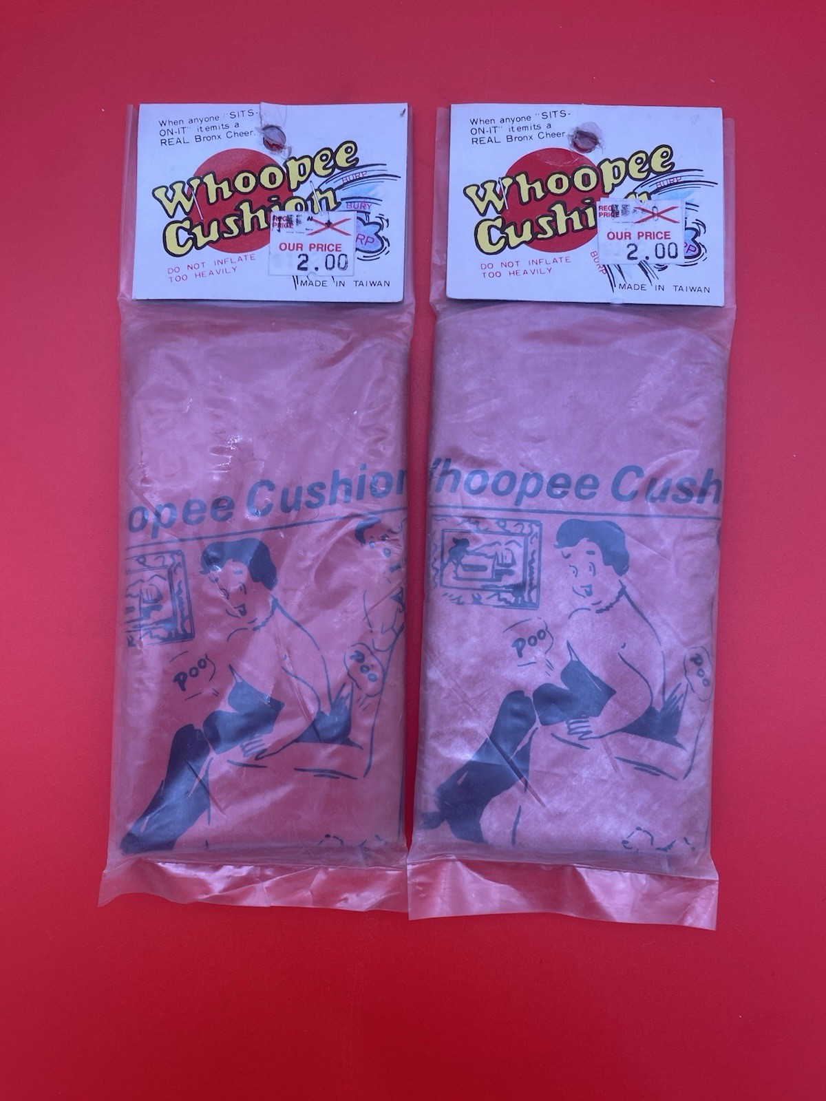 Whoopee Cushions Pair of Vintage Fart Noise Toys – Sealed – 1970’s New Old Stock
