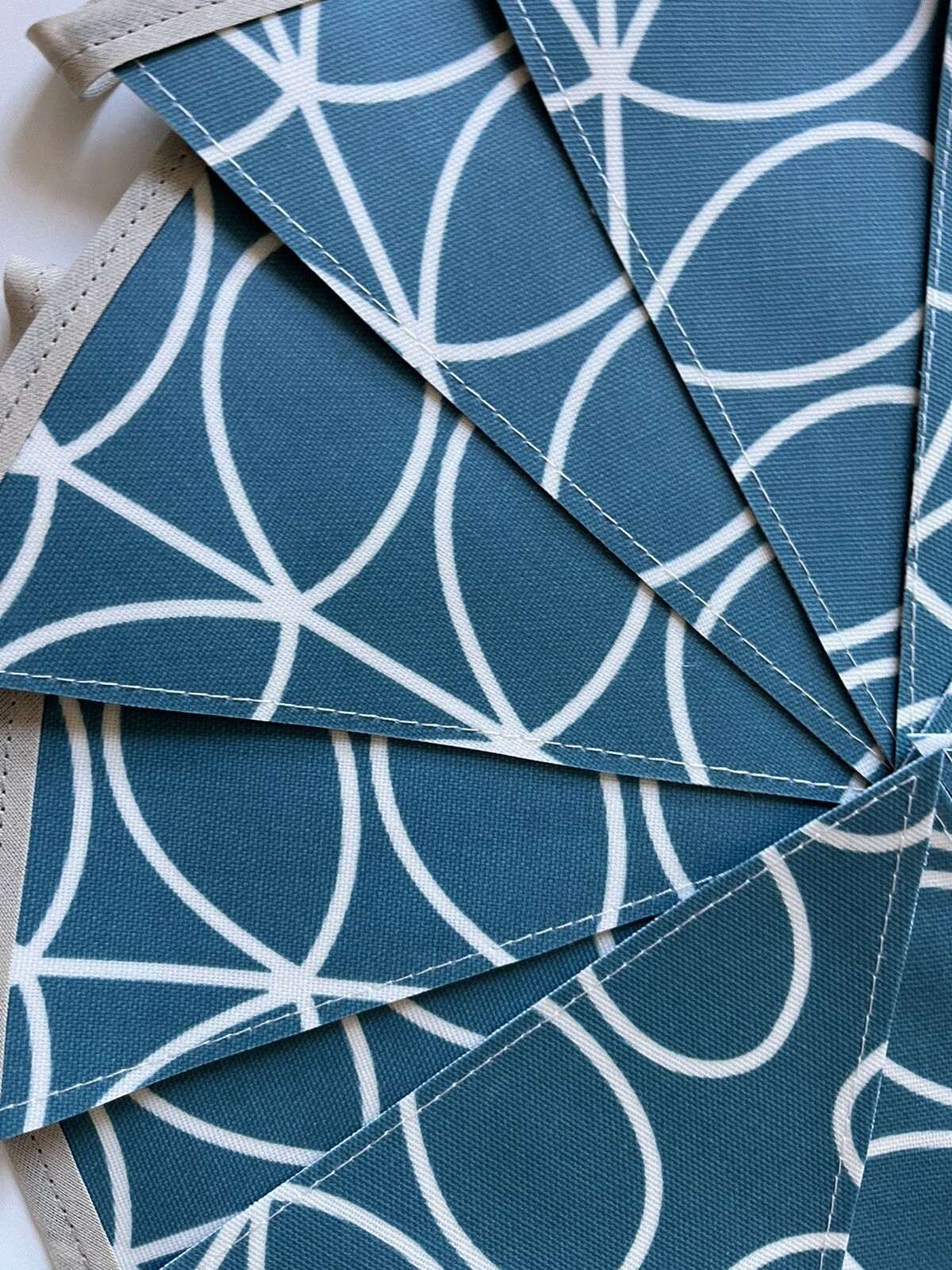 Handmade Oilcloth Bunting – Garden/Home Blue Contemporary- 3 Meters Double Sided